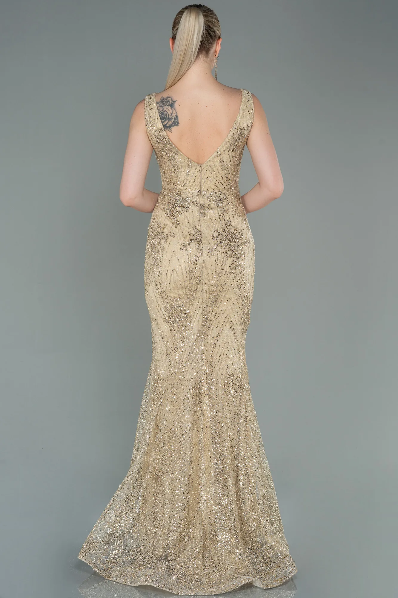 Gold-Long Mermaid Prom Dress ABU3178
