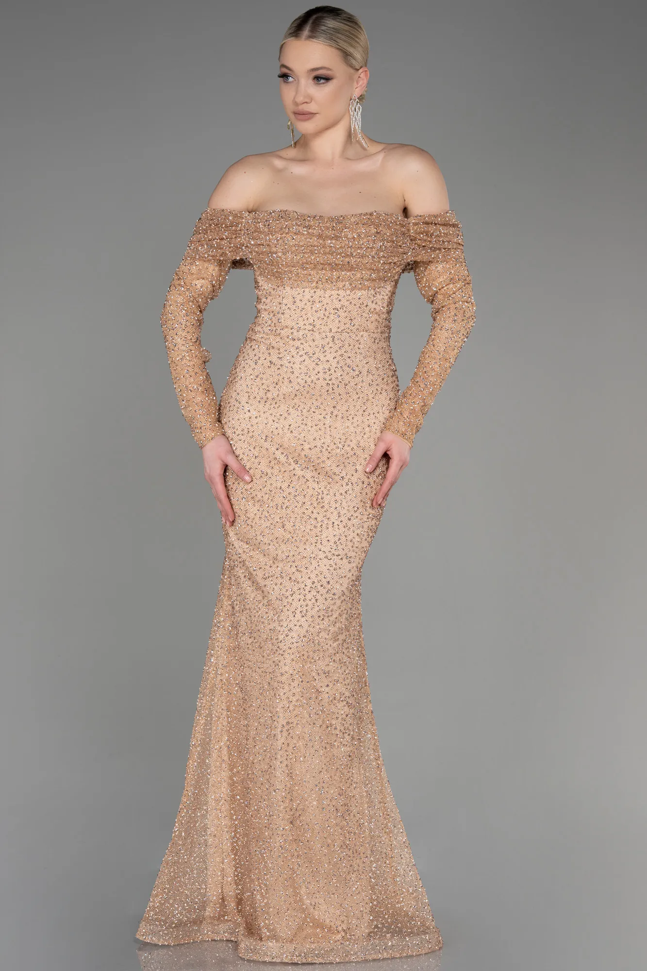 Gold-Long Mermaid Prom Dress ABU3777