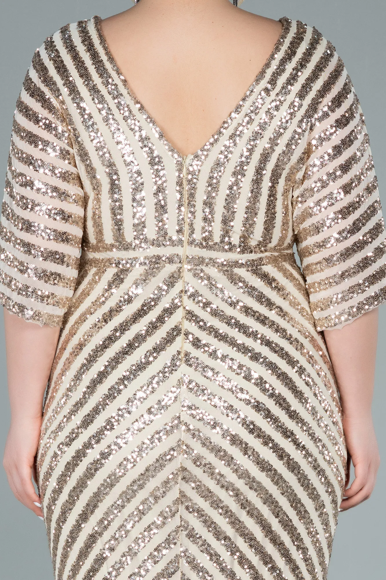 Gold-Long Plus Size Evening Dress ABU2309