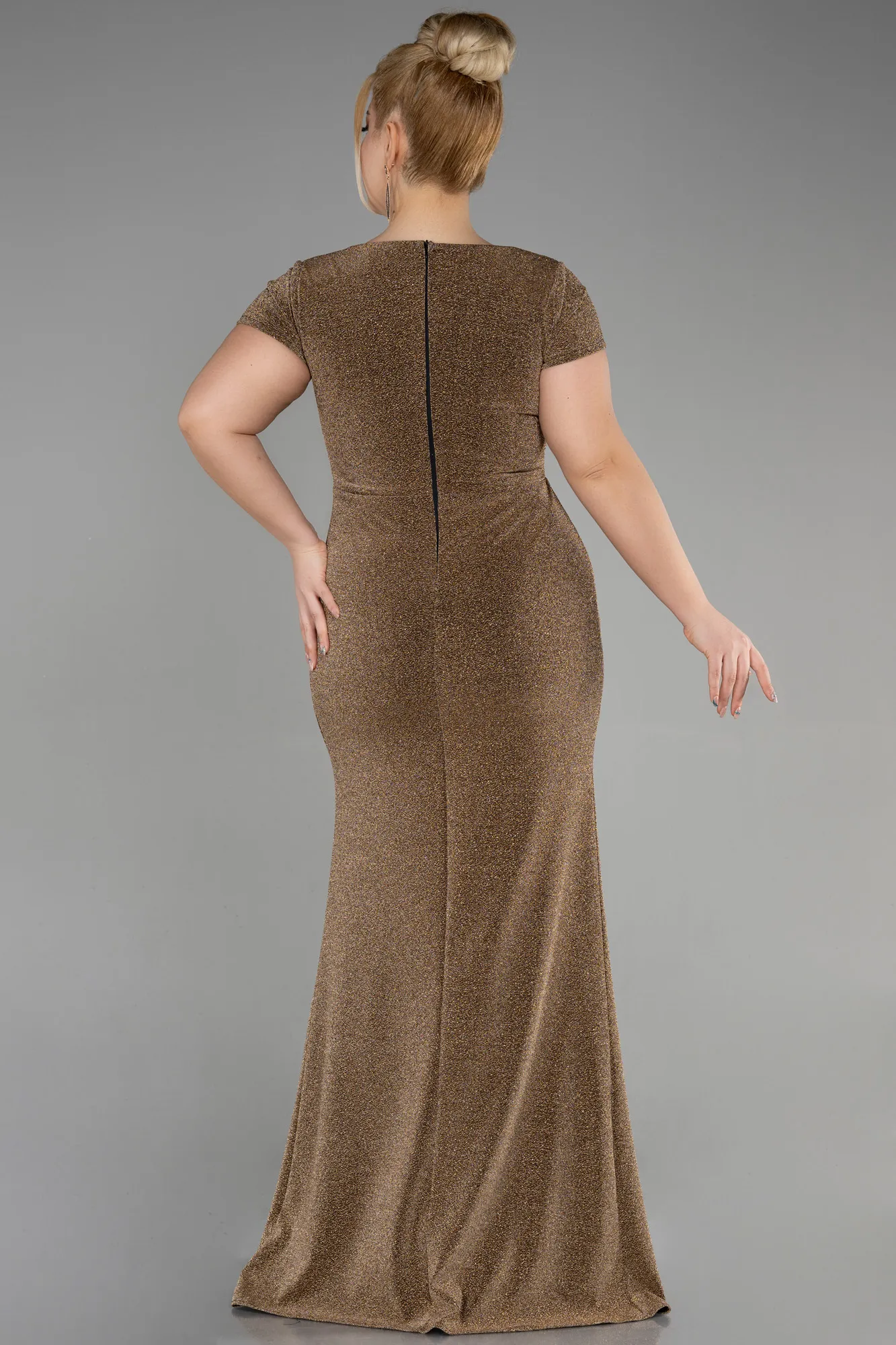 Gold-Long Plus Size Evening Dress ABU2870