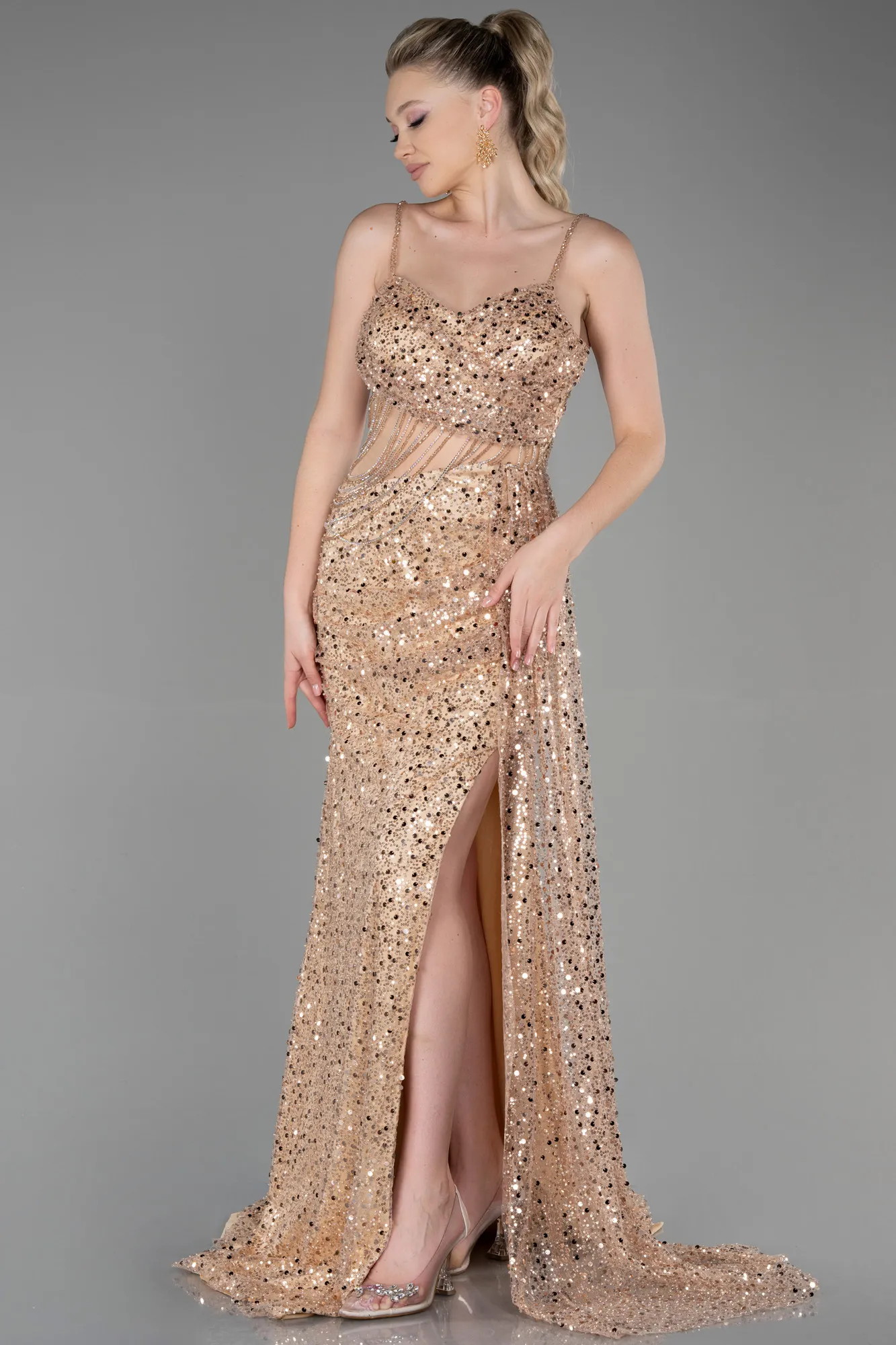 Gold-Long Scaly Haute Couture ABU3347