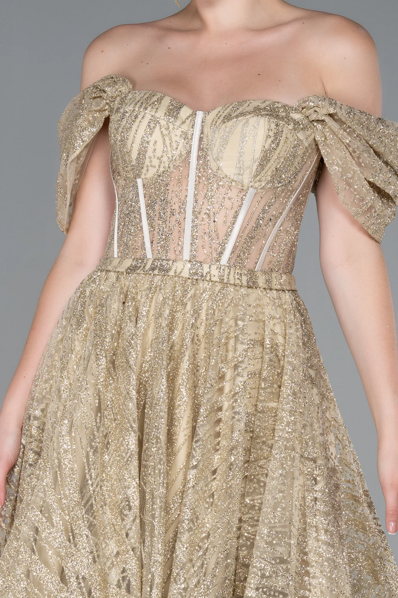 Gold-Midi Invitation Dress ABK1810