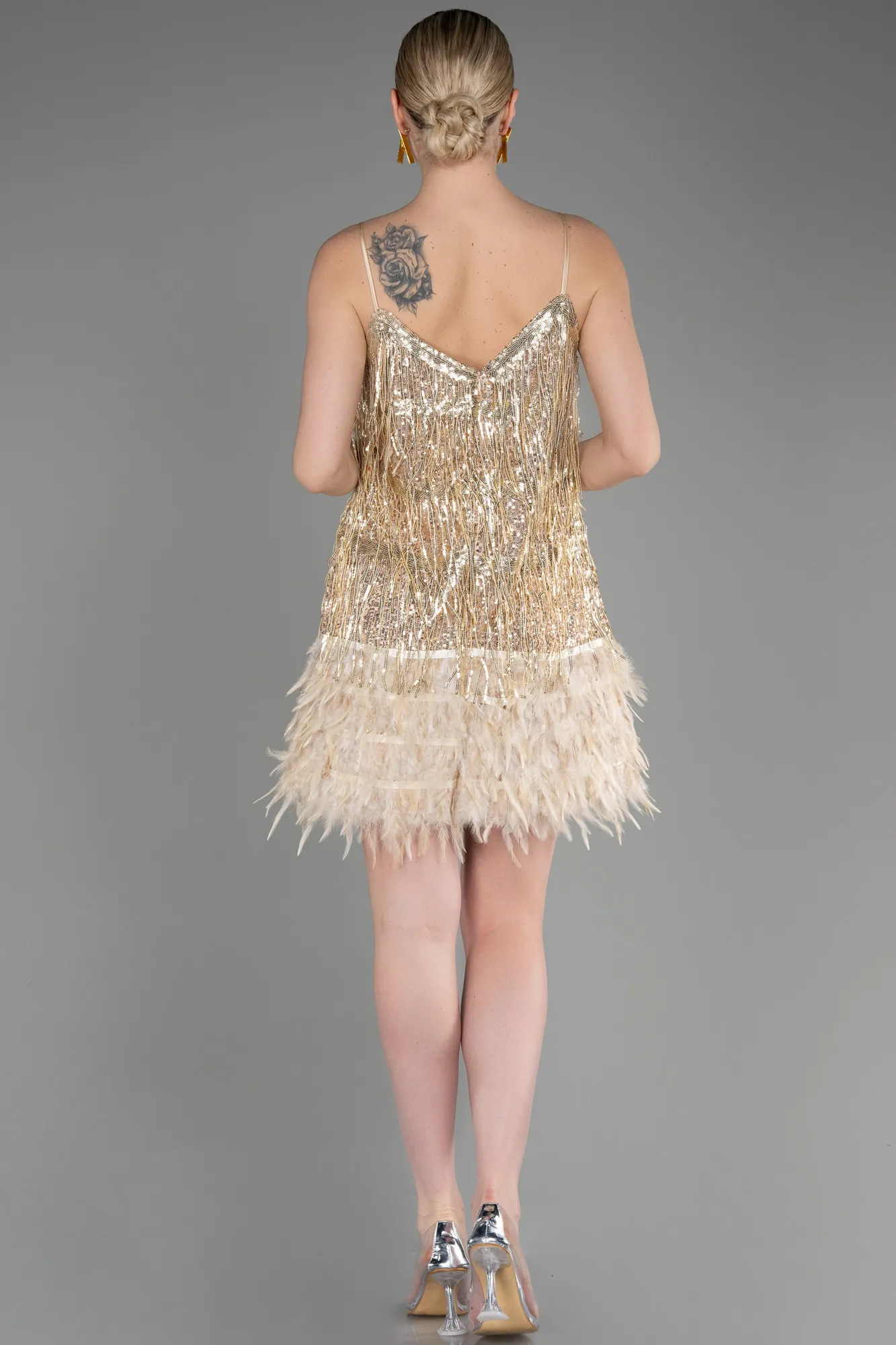 Gold-Short Invitation Dress ABK1629