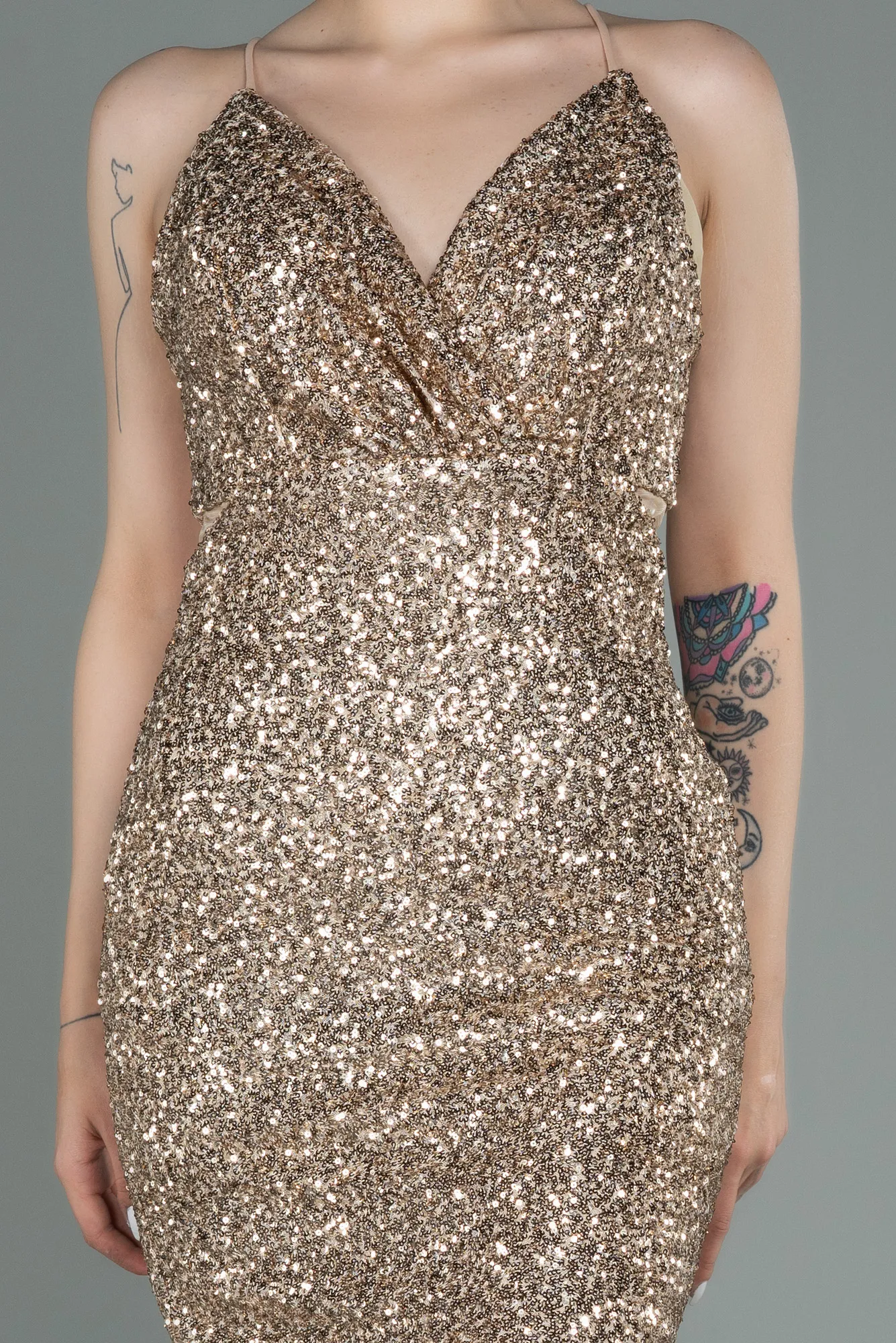 Gold-Short Scaly Invitation Dress ABK1763