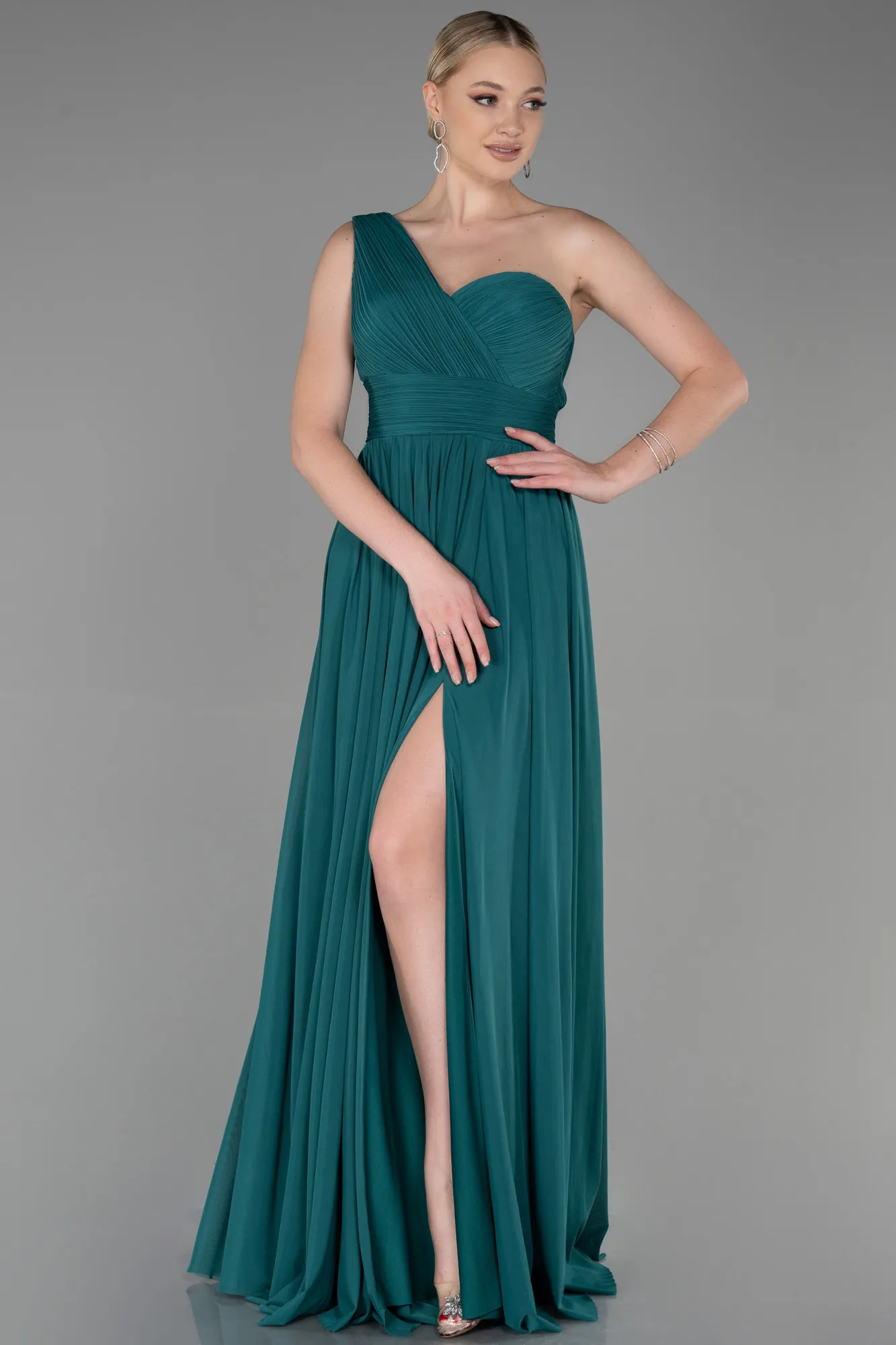 Green-Long Chiffon Evening Dress ABU3309