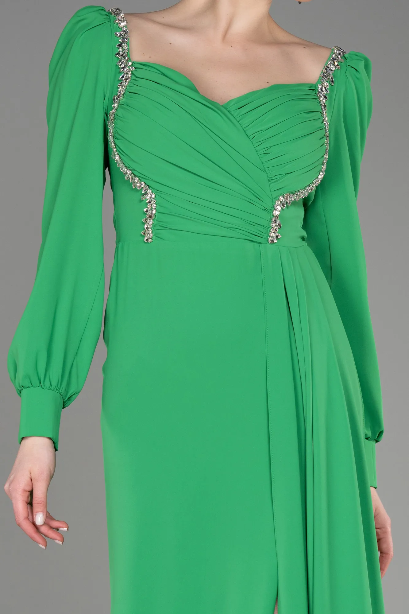 Green-Long Chiffon Evening Dress ABU3885