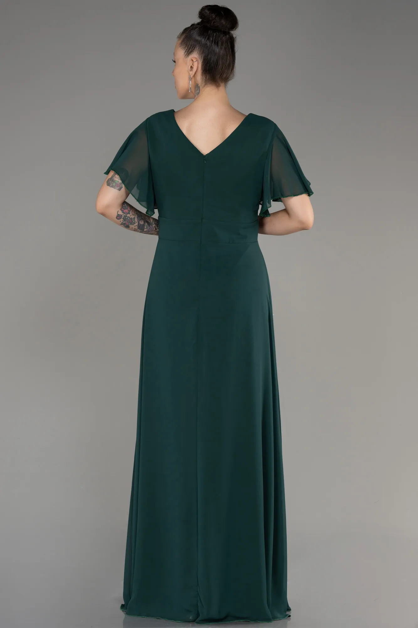 Green-Long Chiffon Plus Size Evening Dress ABU2308