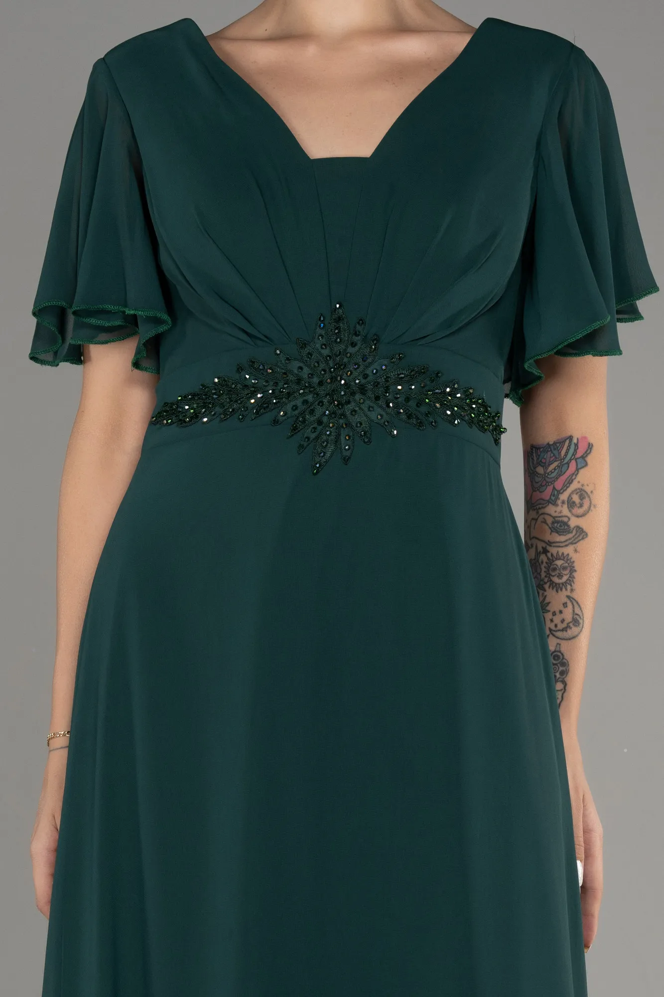 Green-Long Chiffon Plus Size Evening Dress ABU2308