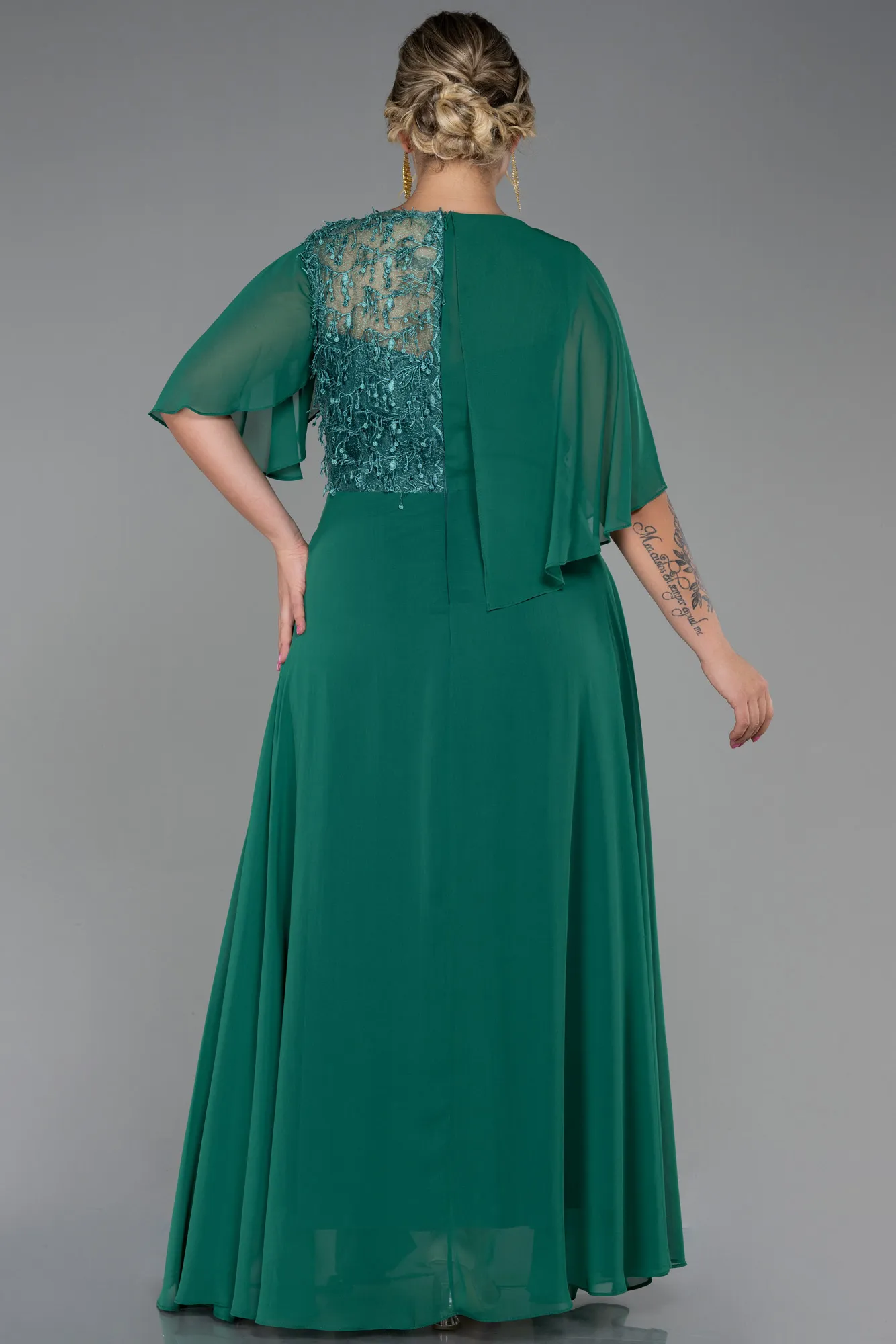 Green-Long Chiffon Plus Size Evening Dress ABU3257