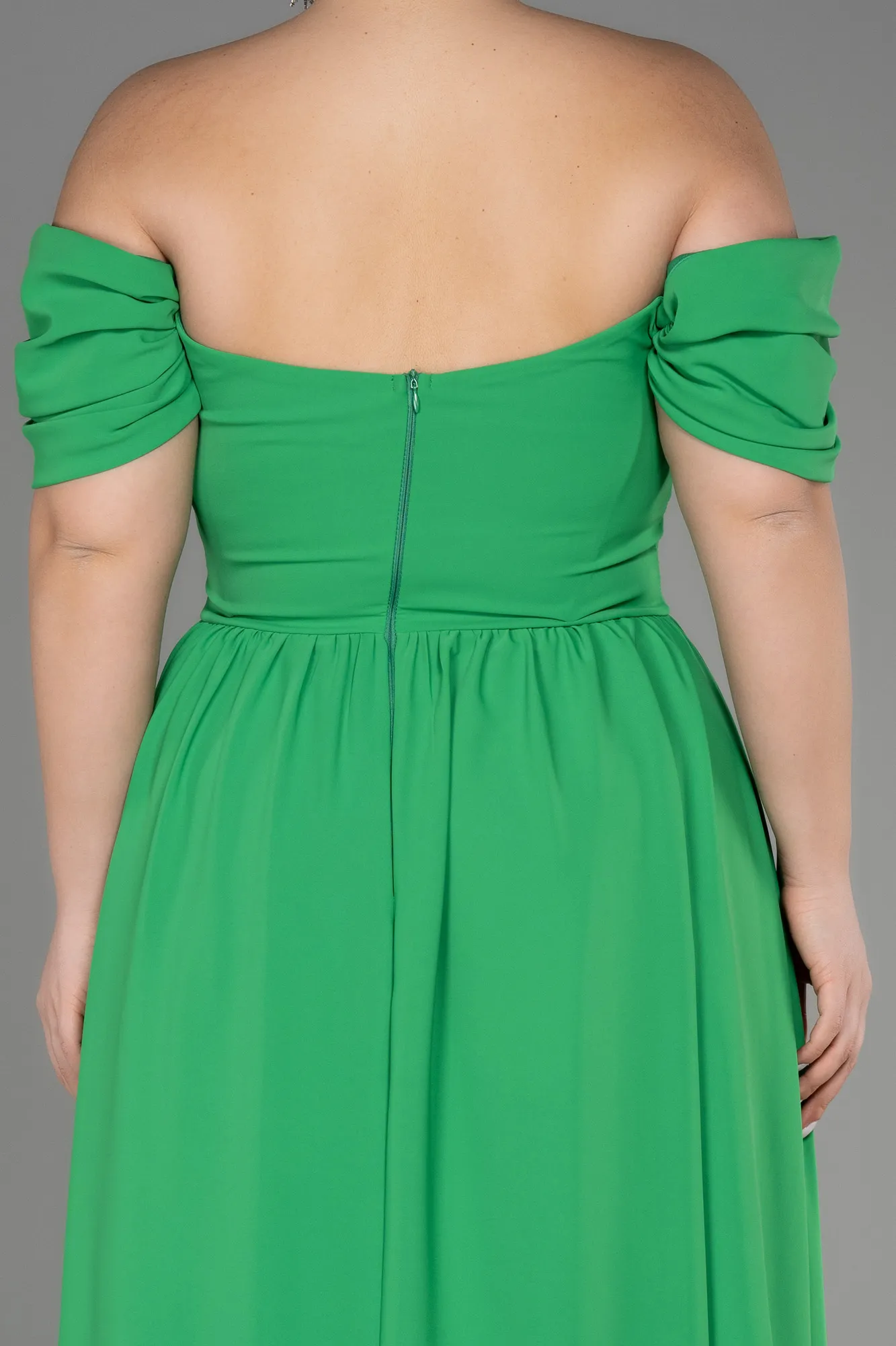 Green-Long Chiffon Plus Size Evening Dress ABU3738