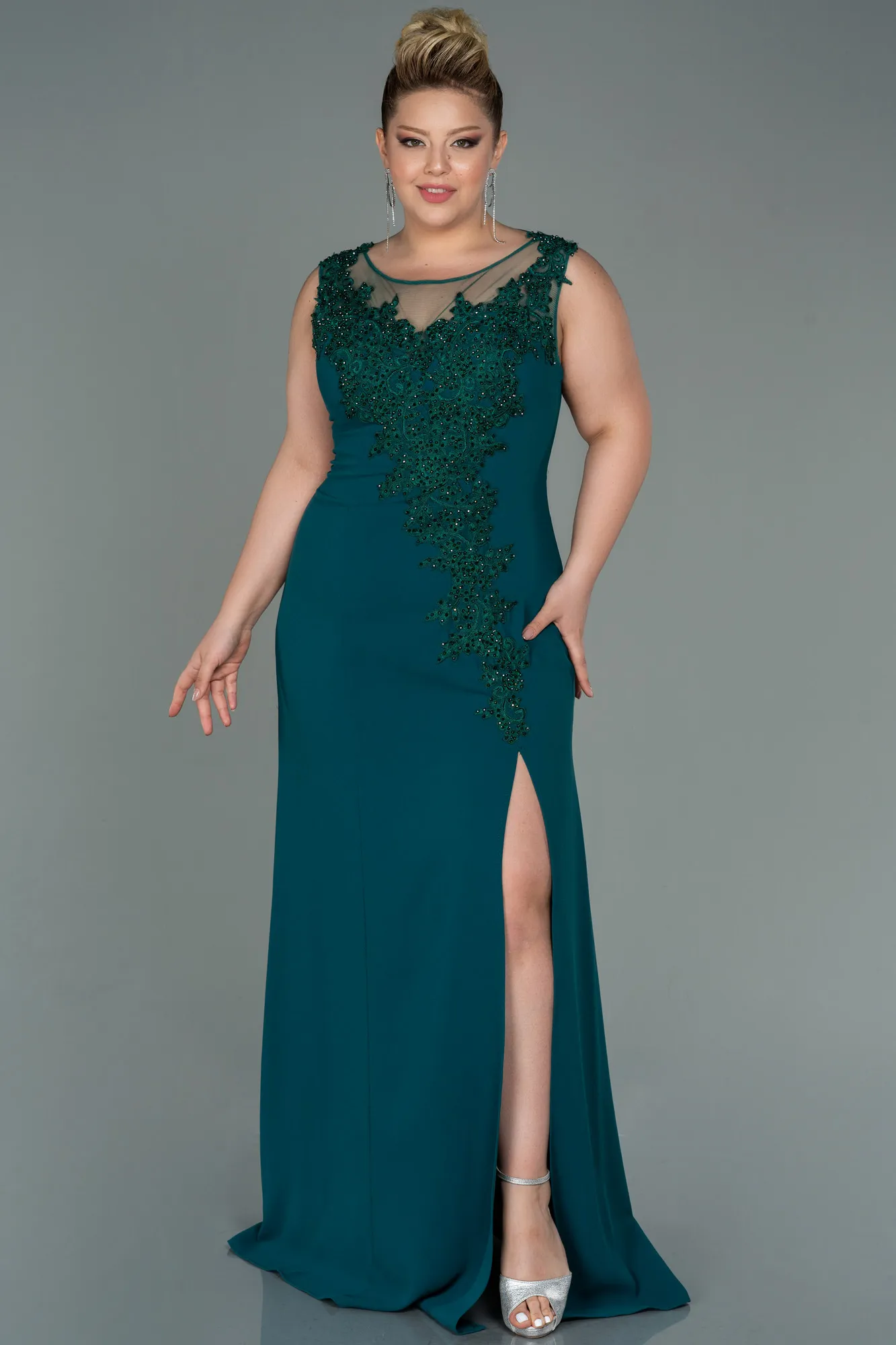 Green-Long Plus Size Evening Dress ABU1870