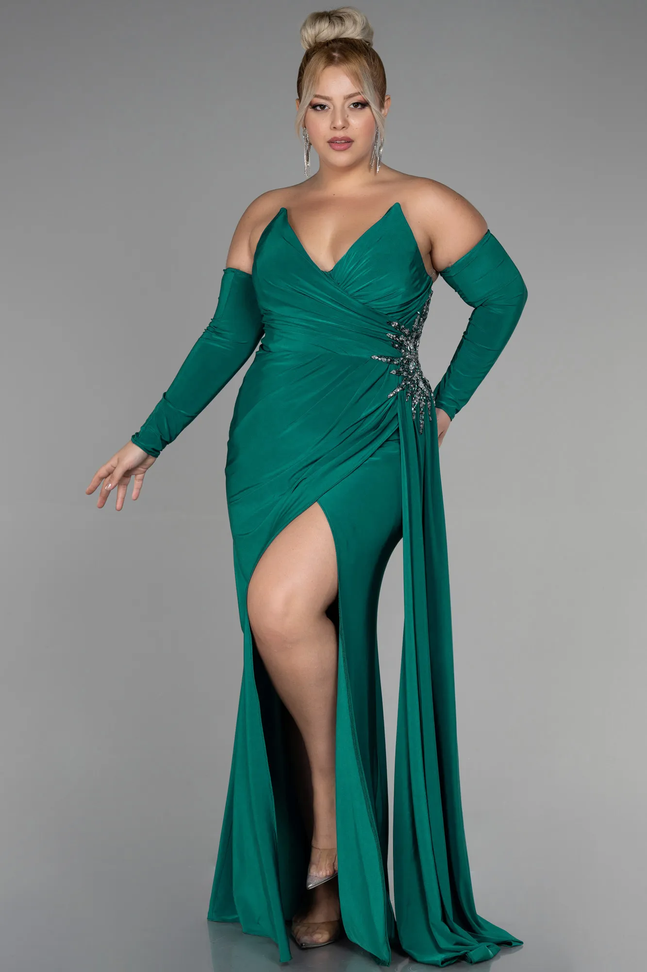 Green-Long Plus Size Evening Dress ABU3352