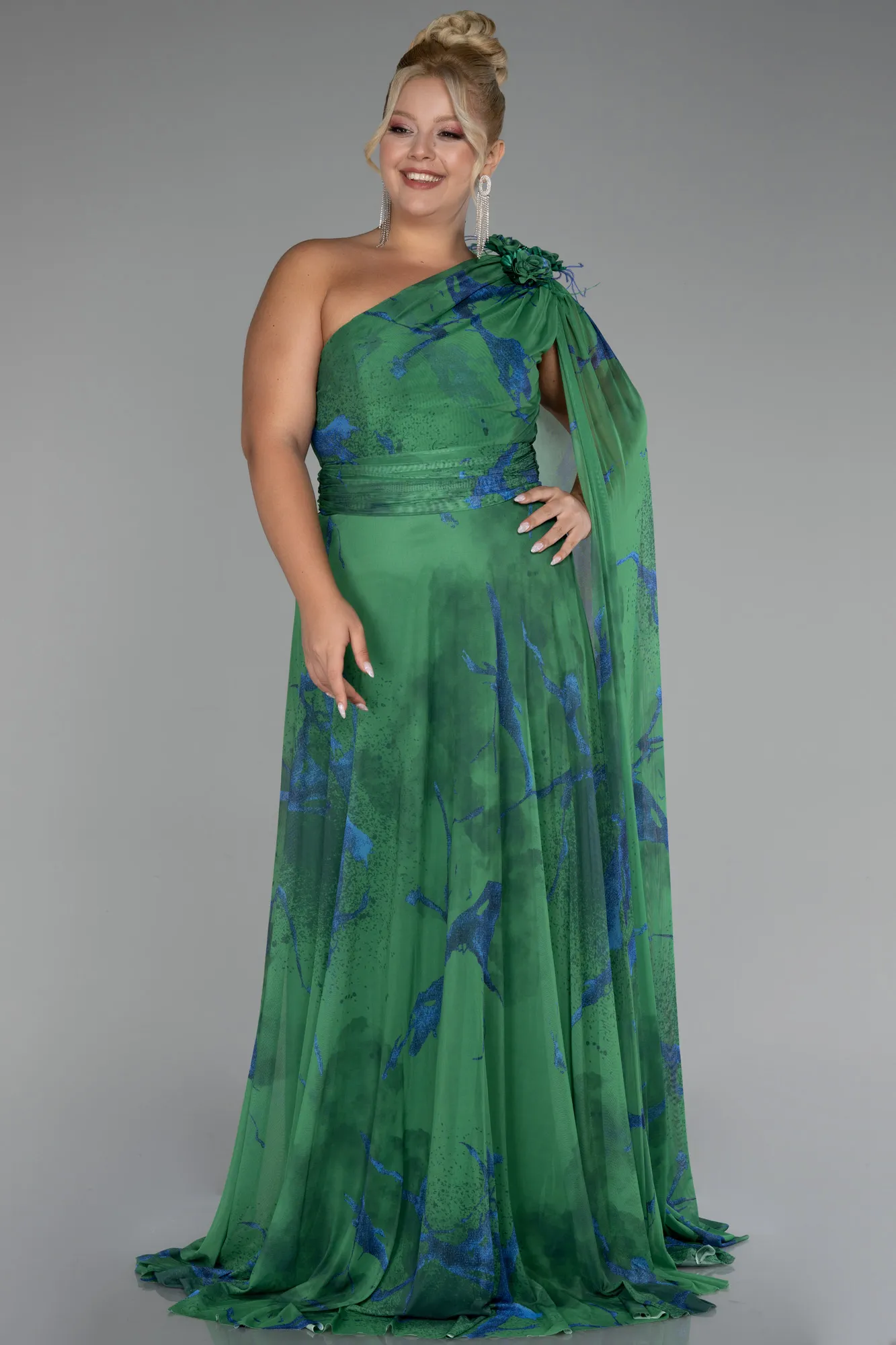 Green-Long Plus Size Evening Gown ABU3744