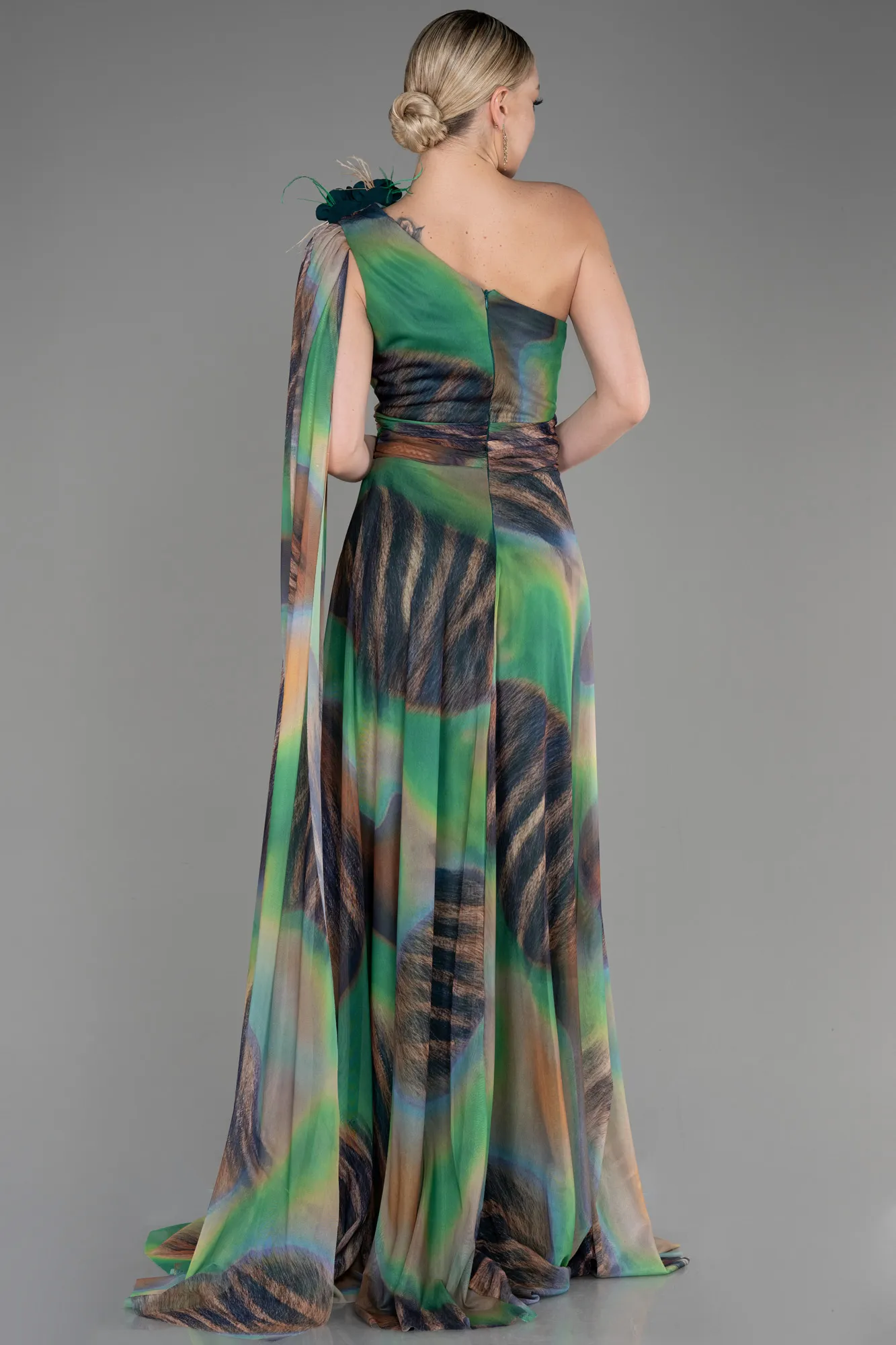 Green-Long Plus Size Evening Gown ABU3993