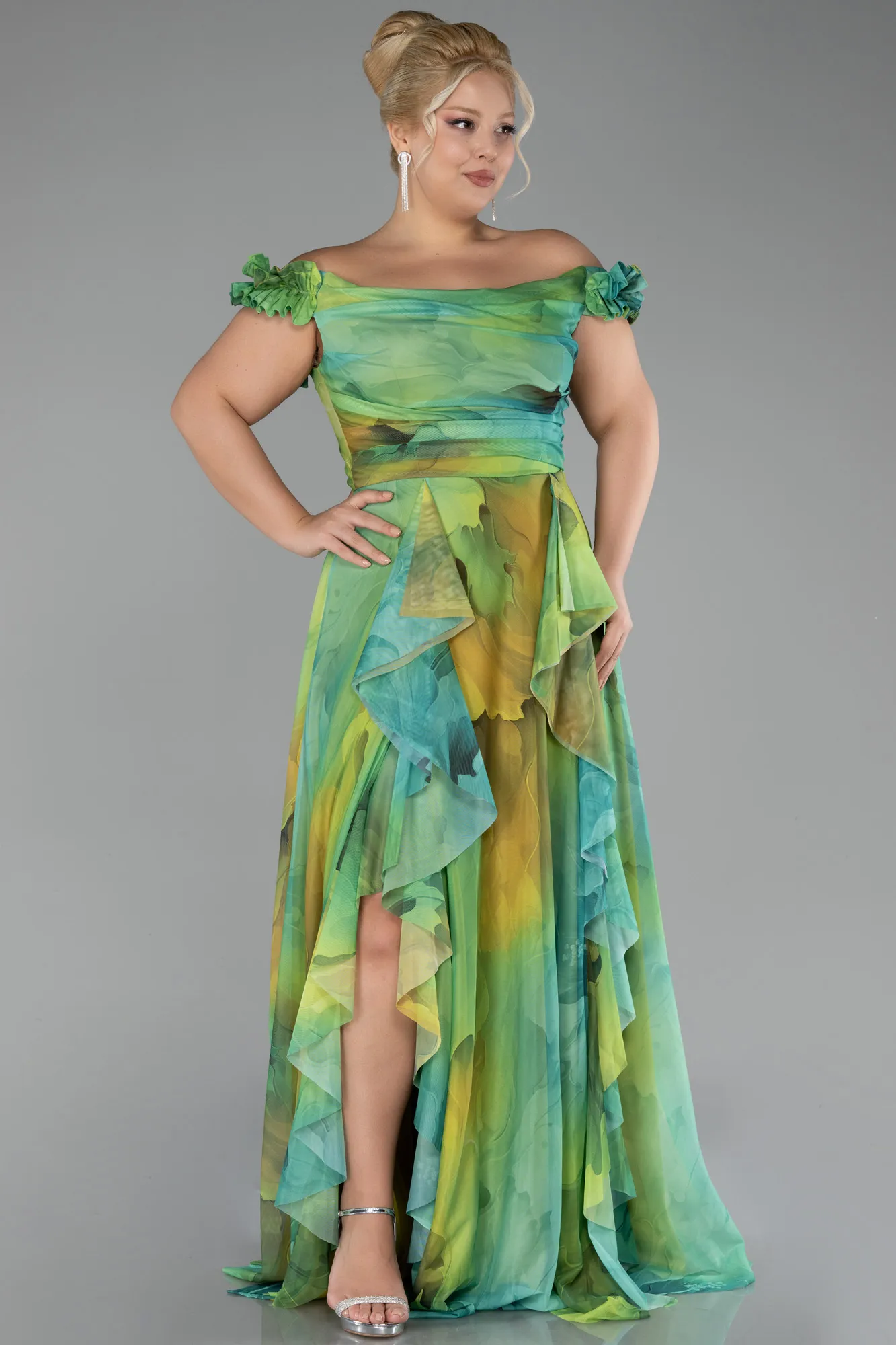 Green-Long Plus Size Evening Gown ABU4592