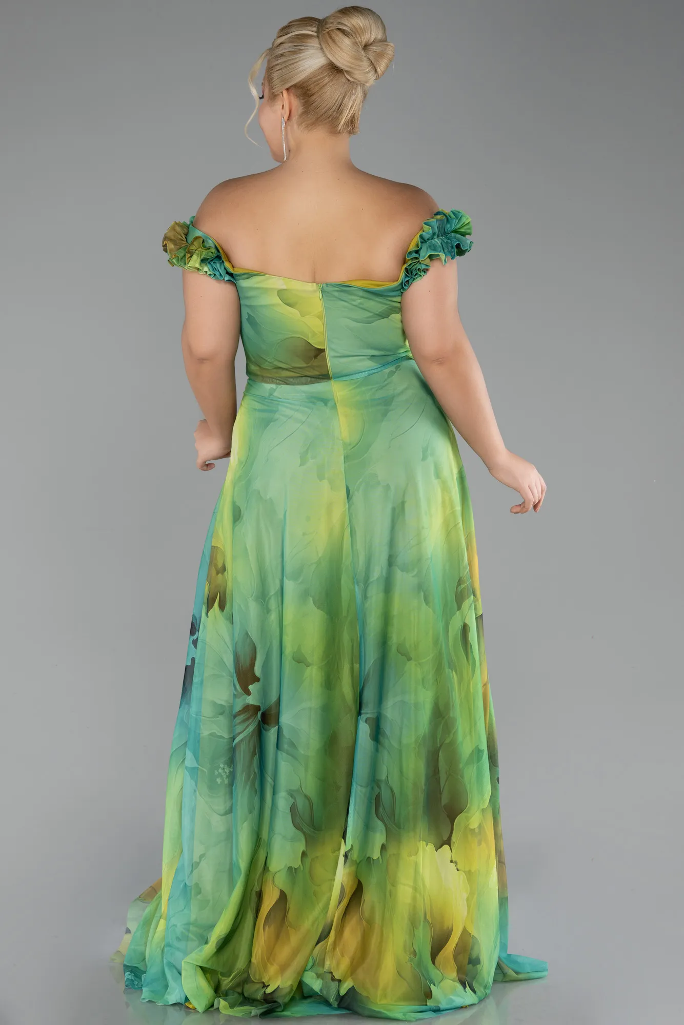 Green-Long Plus Size Evening Gown ABU4592