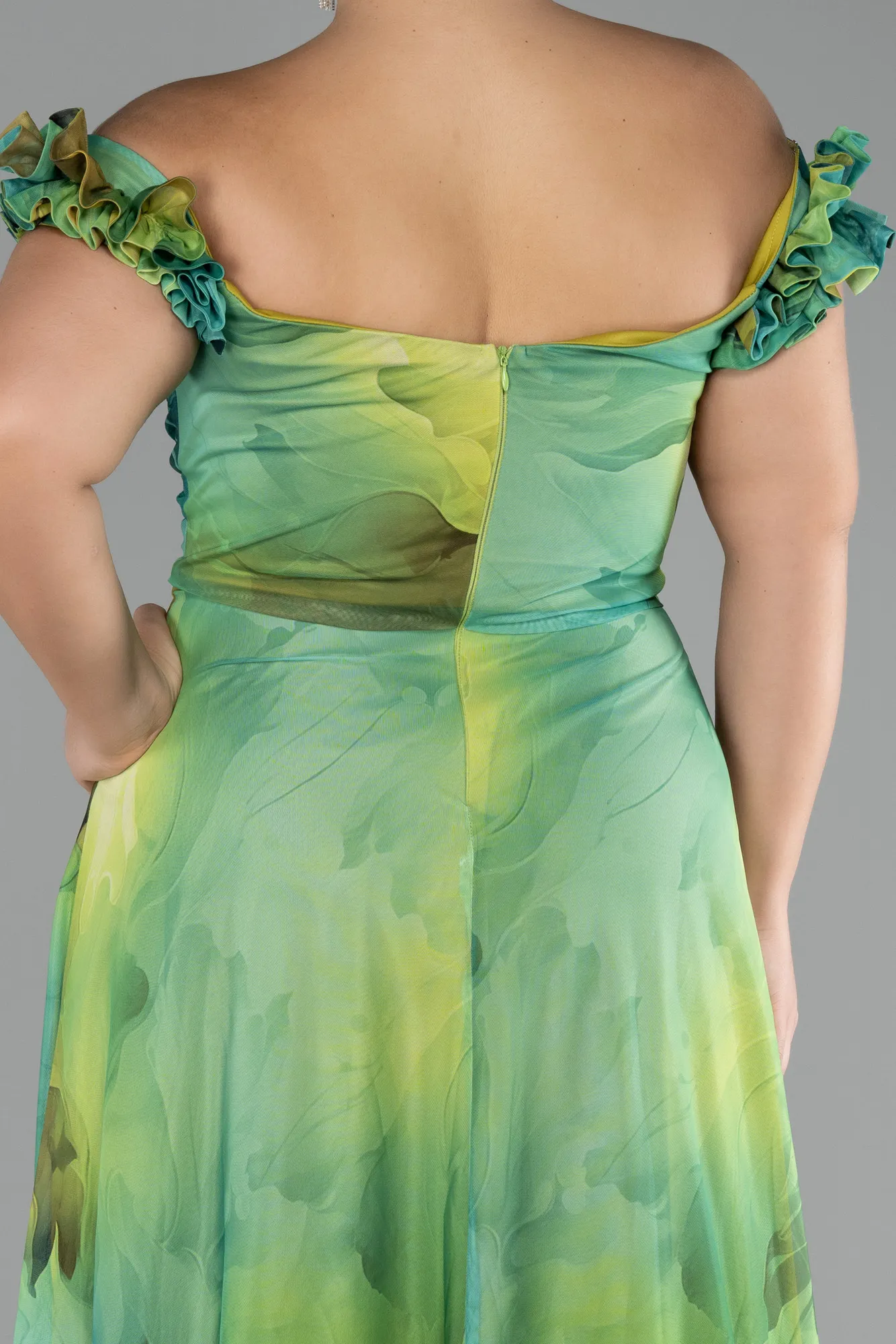 Green-Long Plus Size Evening Gown ABU4592