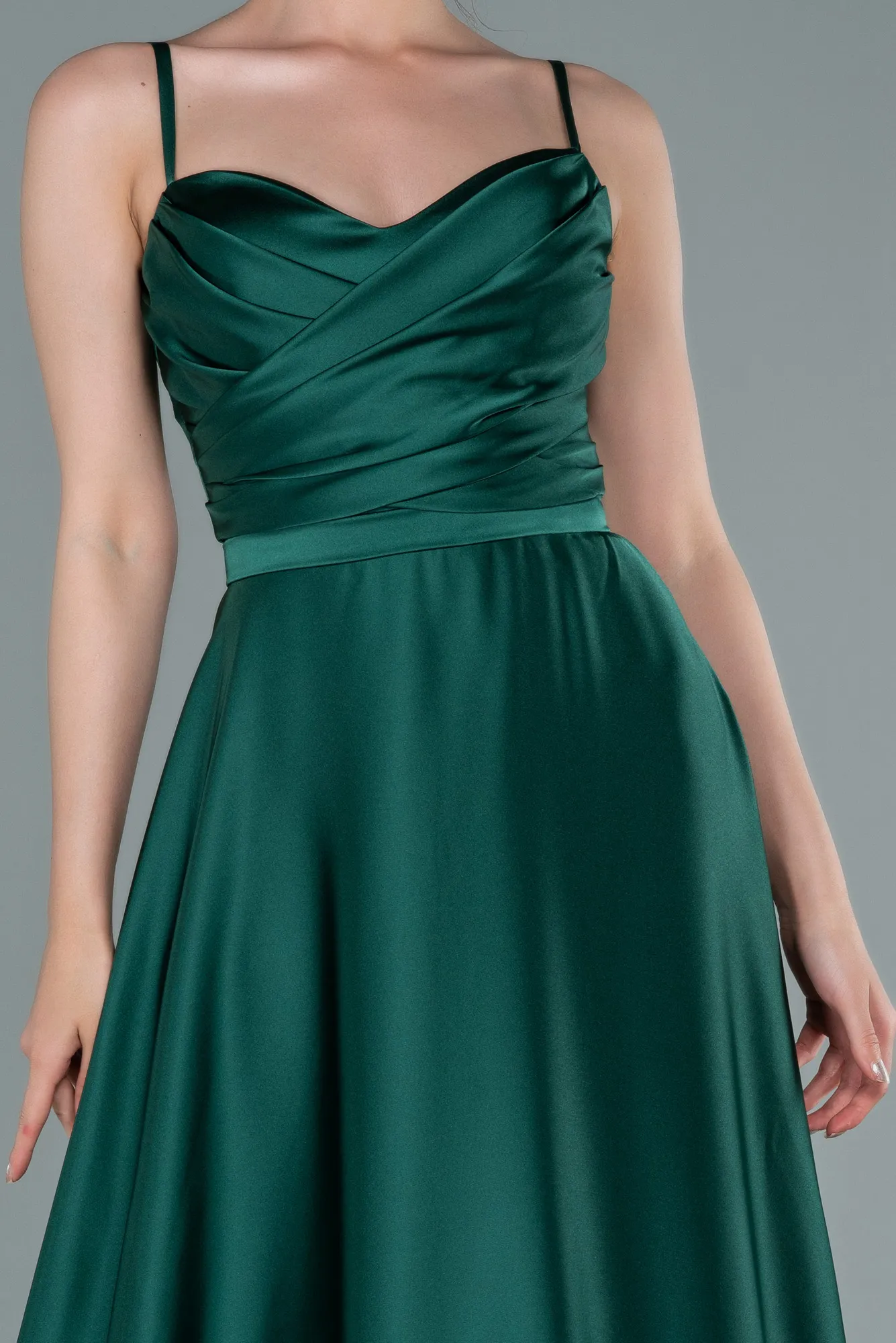 Green-Long Satin Evening Dress ABU1601