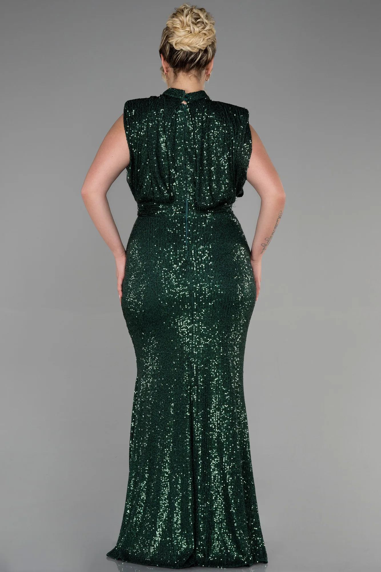 Green-Long Scaly Plus Size Evening Dress ABU3115