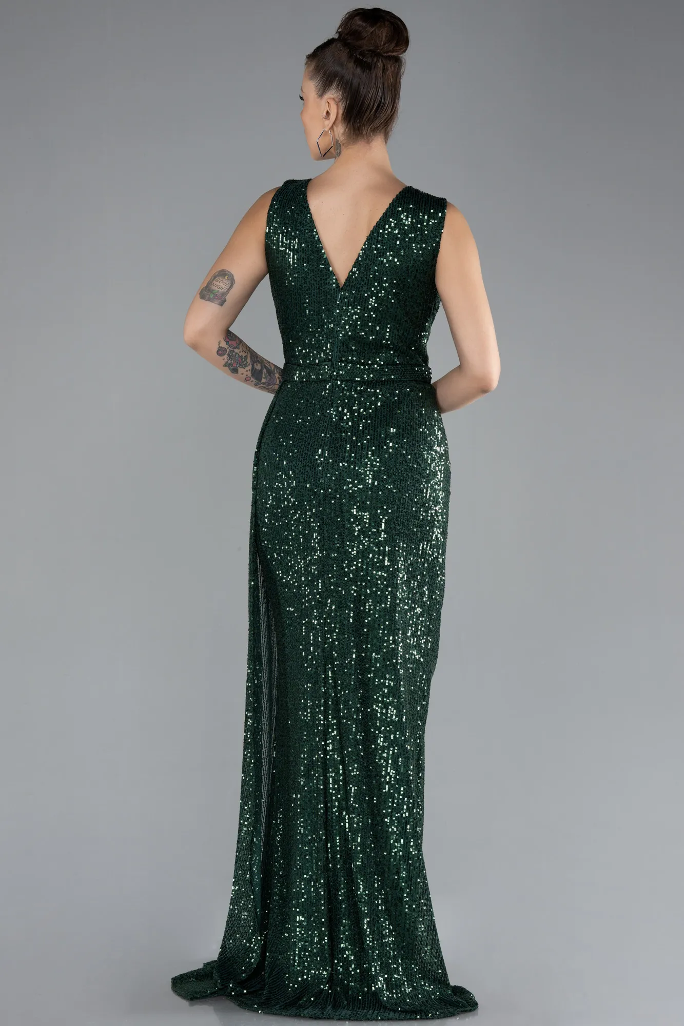 Green-Long Scaly Plus Size Evening Dress ABU3194