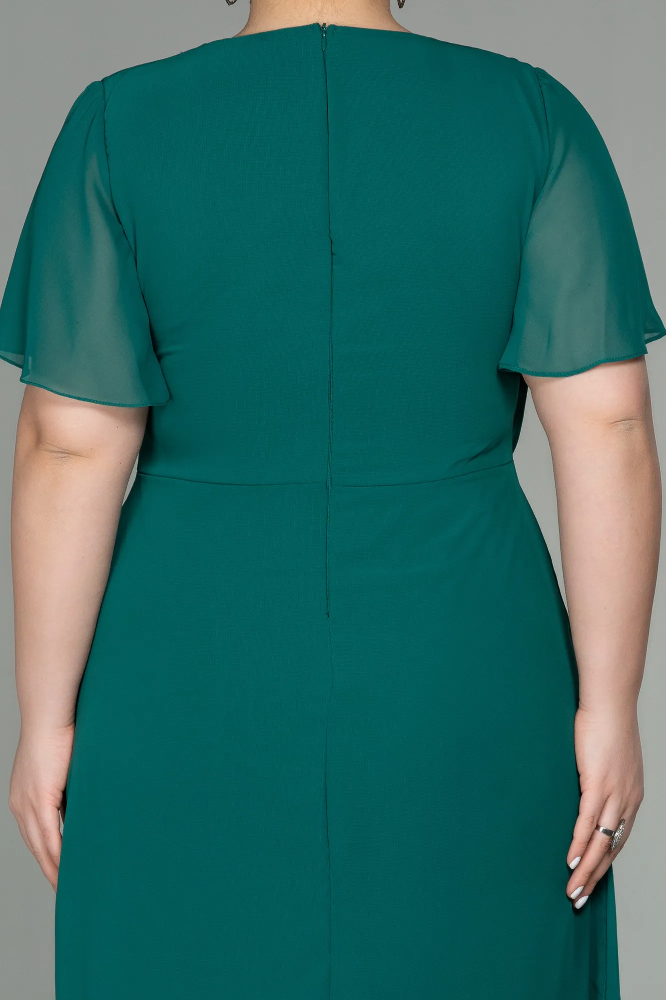 Green-Midi Chiffon Plus Size Evening Dress ABK1660