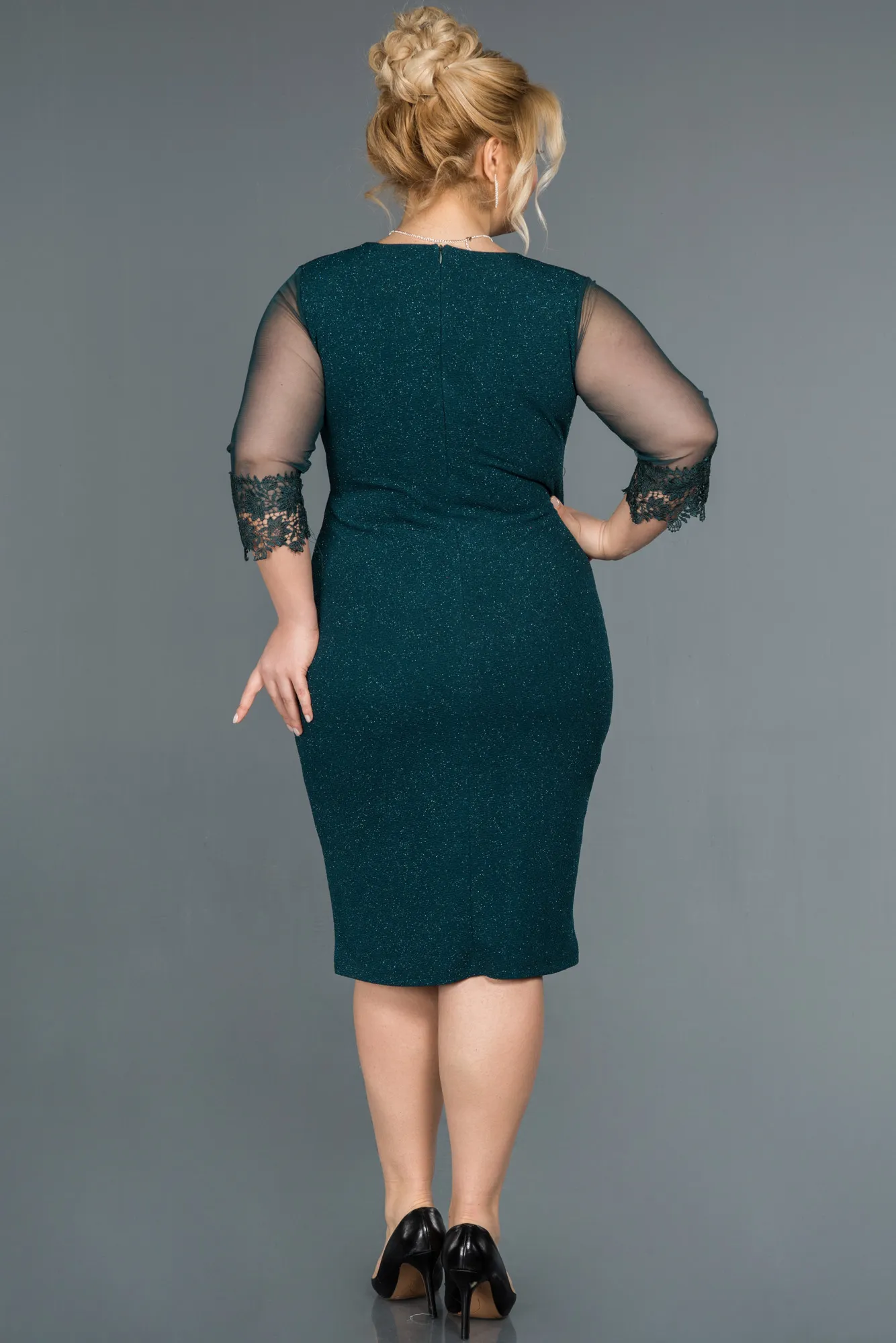 Green-Midi Plus Size Evening Dress ABK1653