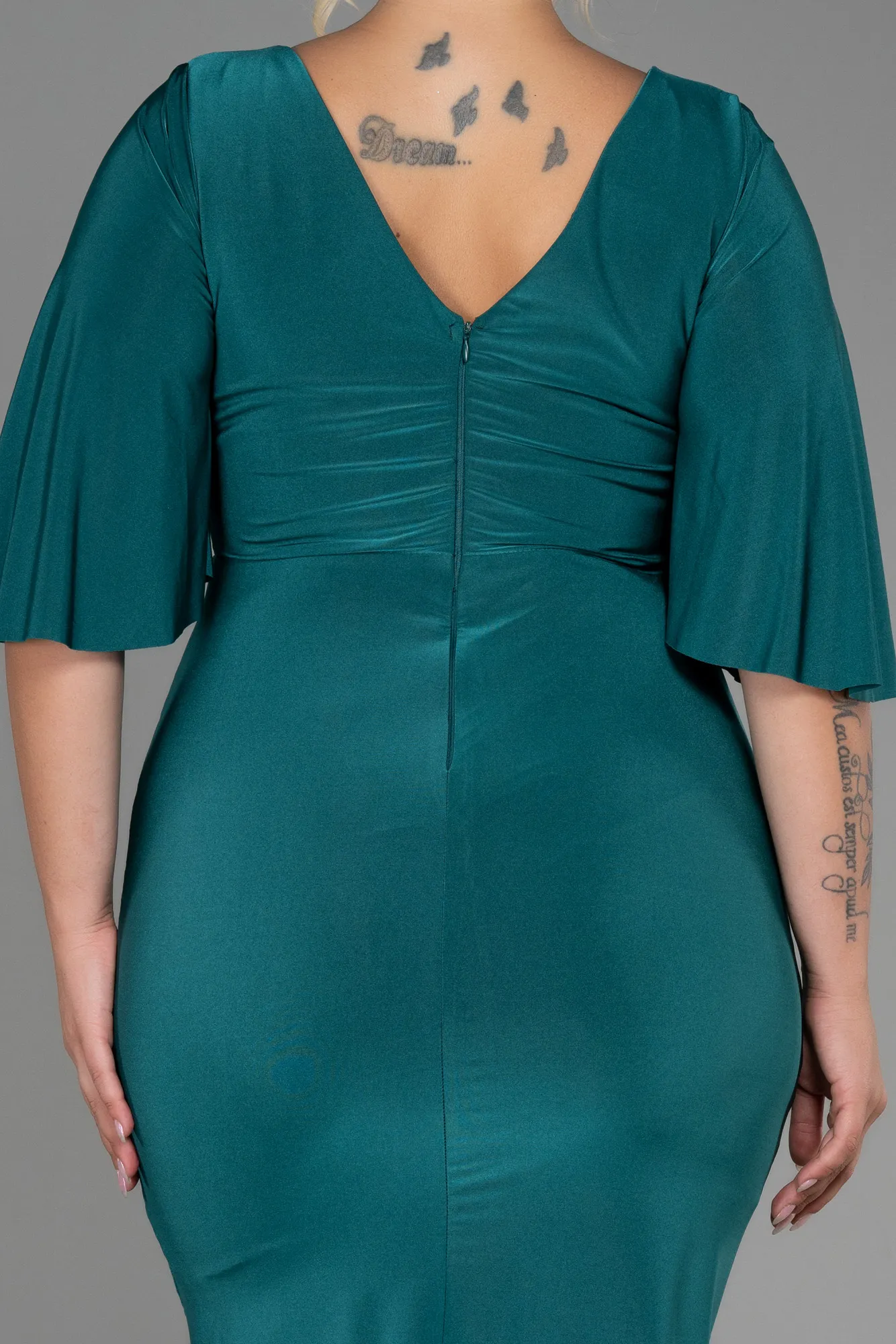 Green-Midi Plus Size Evening Dress ABK1801