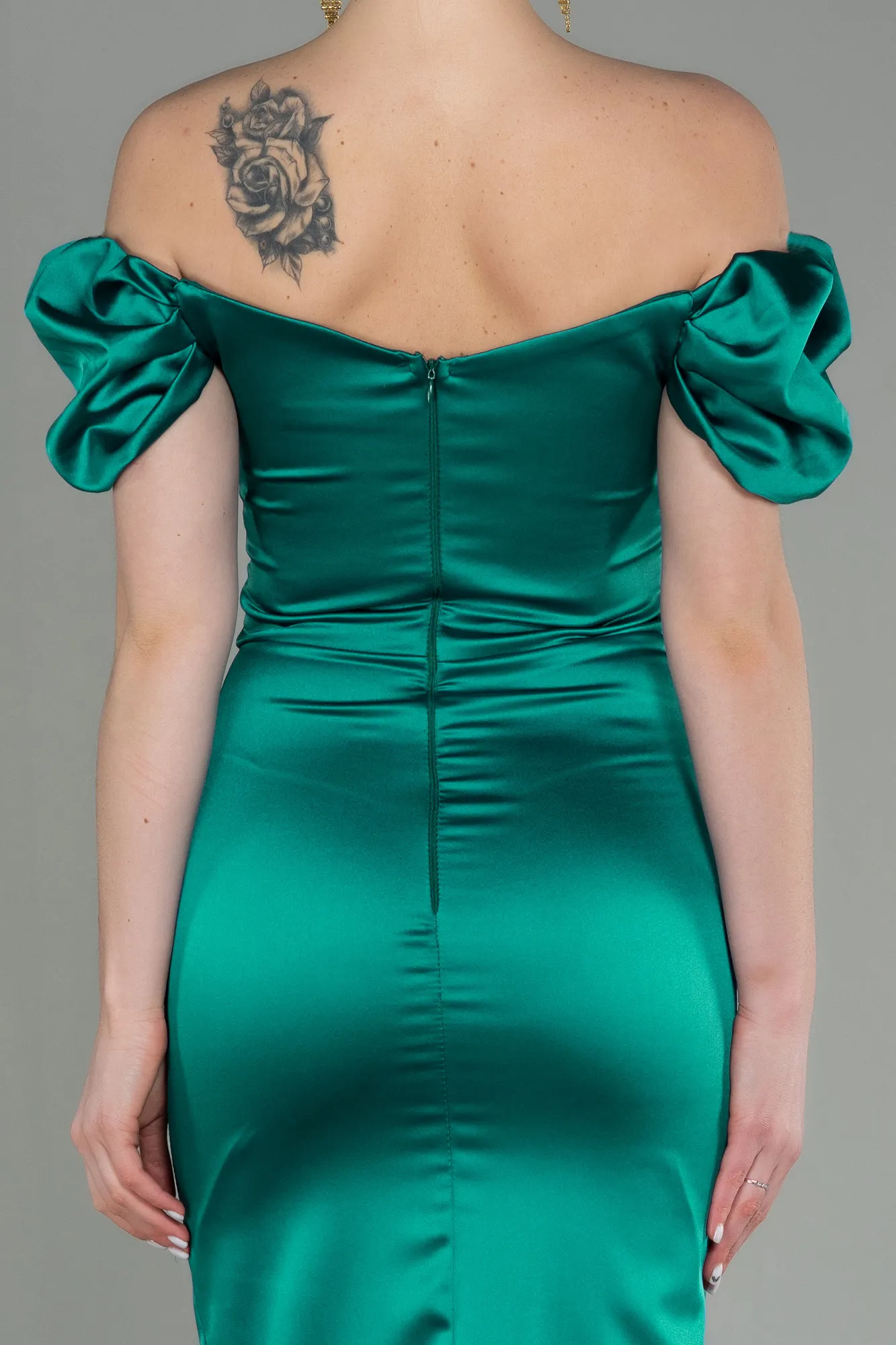 Green-Midi Satin Night Dress ABK1601