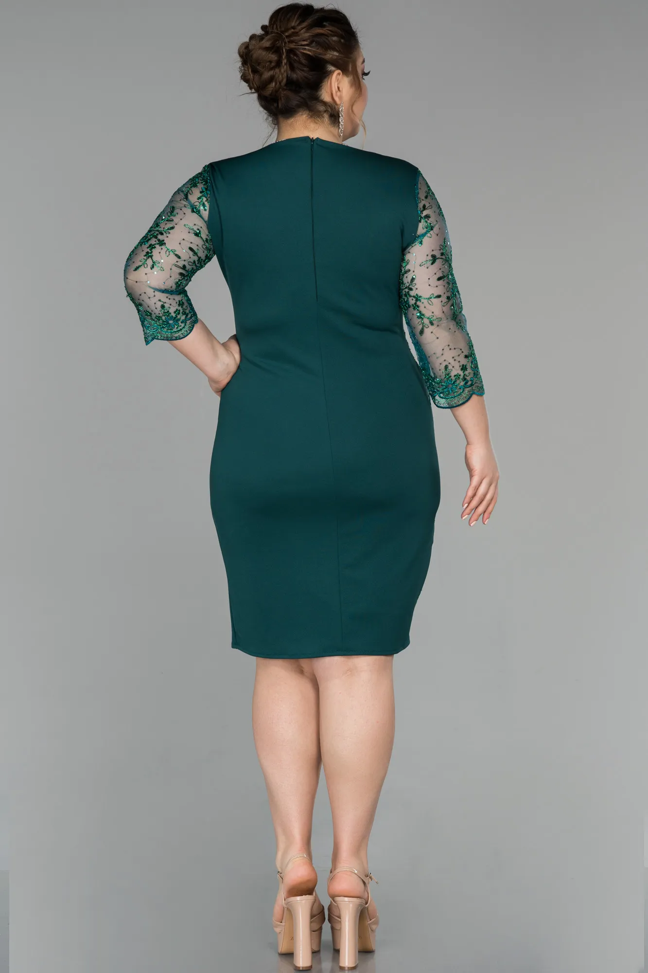 Green-Short Oversized Evening Dress ABK833