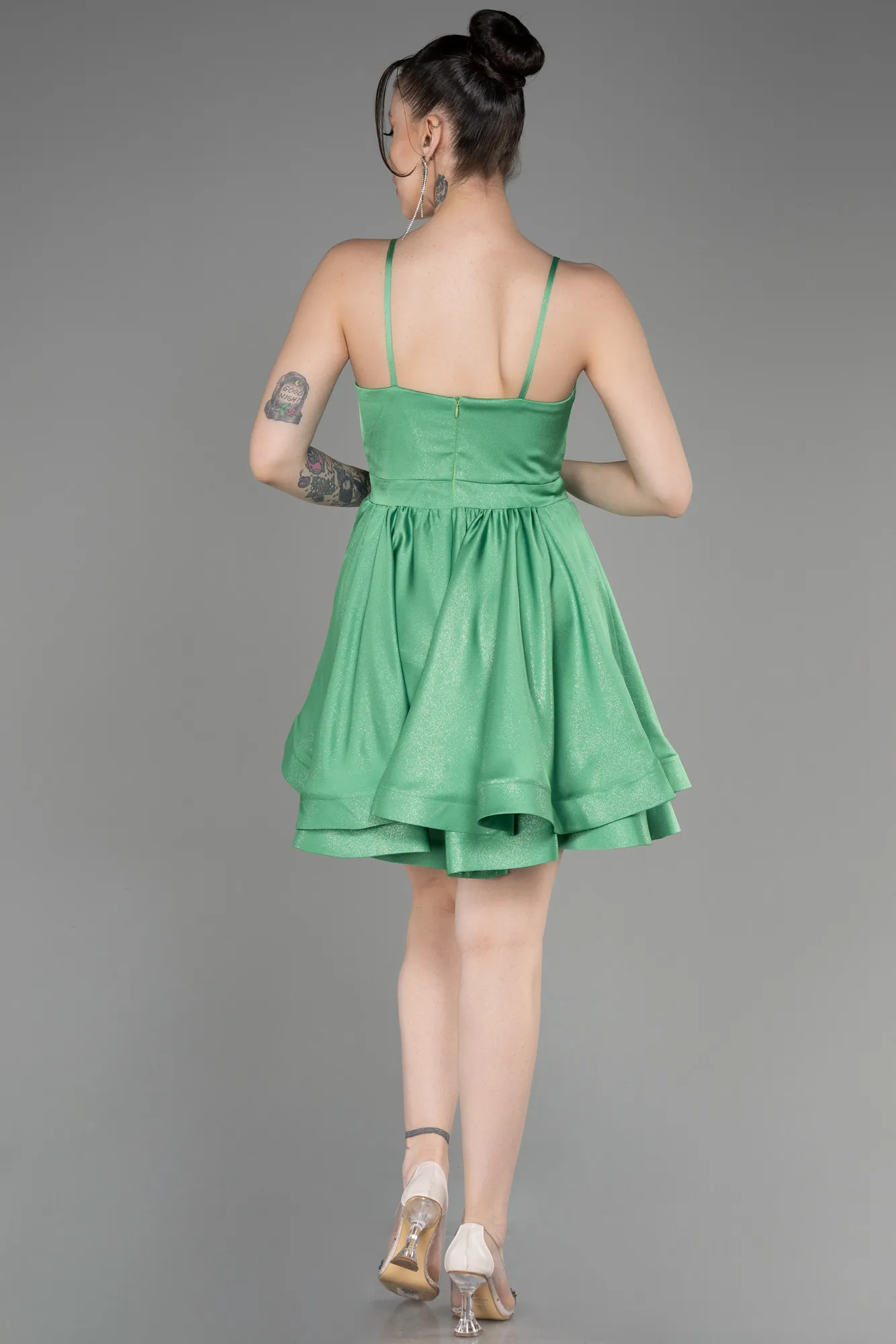 Green-Short Satin Party Dress ABK2044