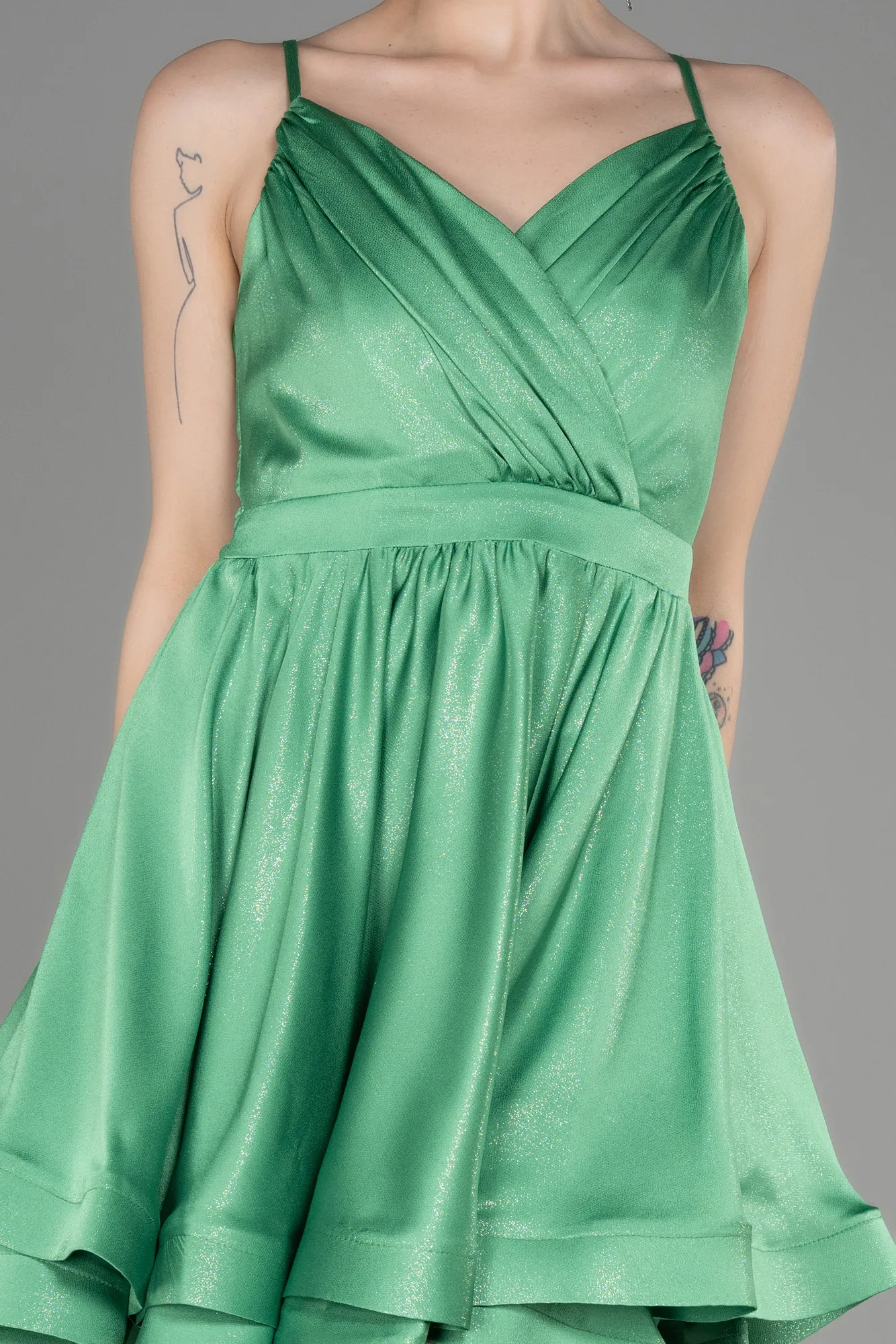 Green-Short Satin Party Dress ABK2044