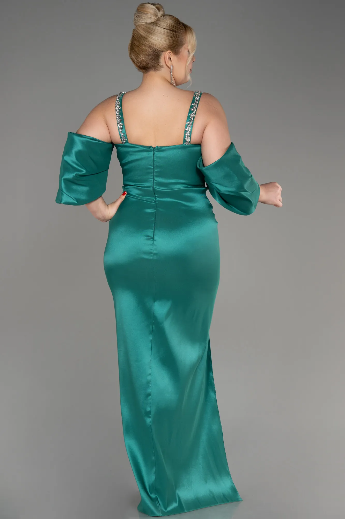 Green-Slit Long Plus Size Evening Dress ABU3921