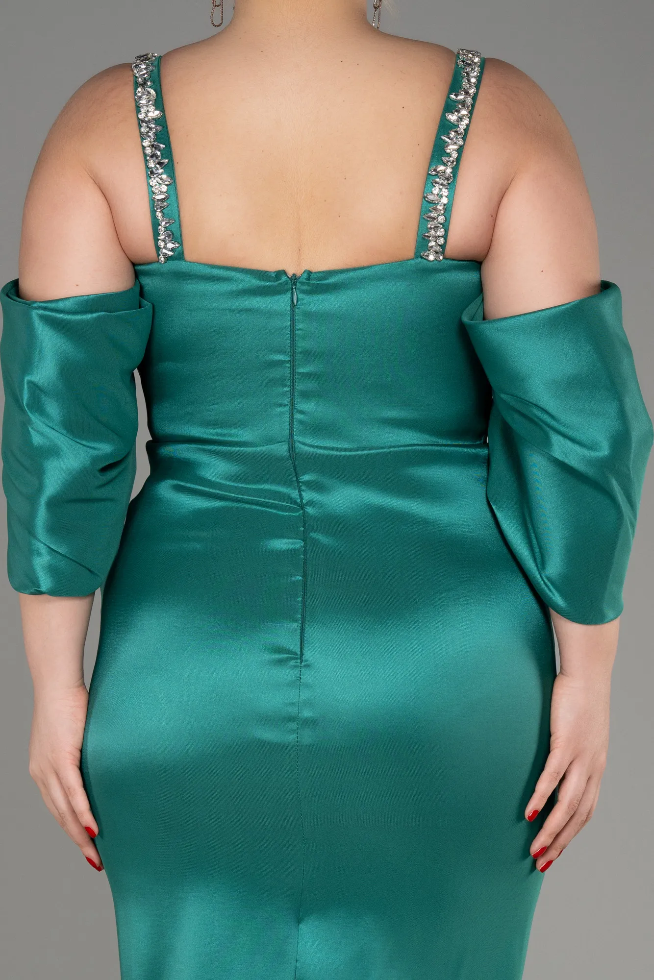 Green-Slit Long Plus Size Evening Dress ABU3921