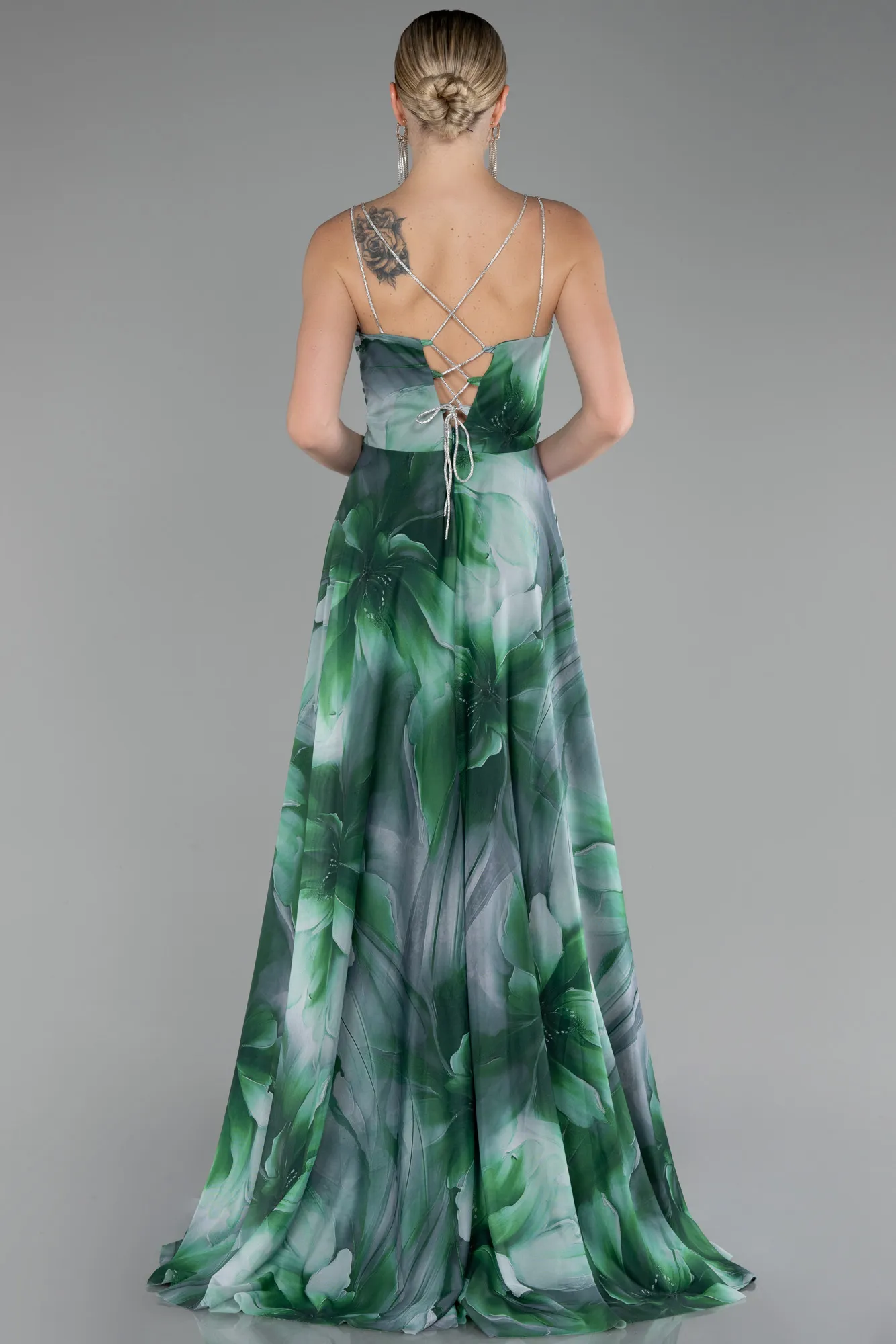 Green-Strapless Slit Long Empirme Prom Dress ABU4184