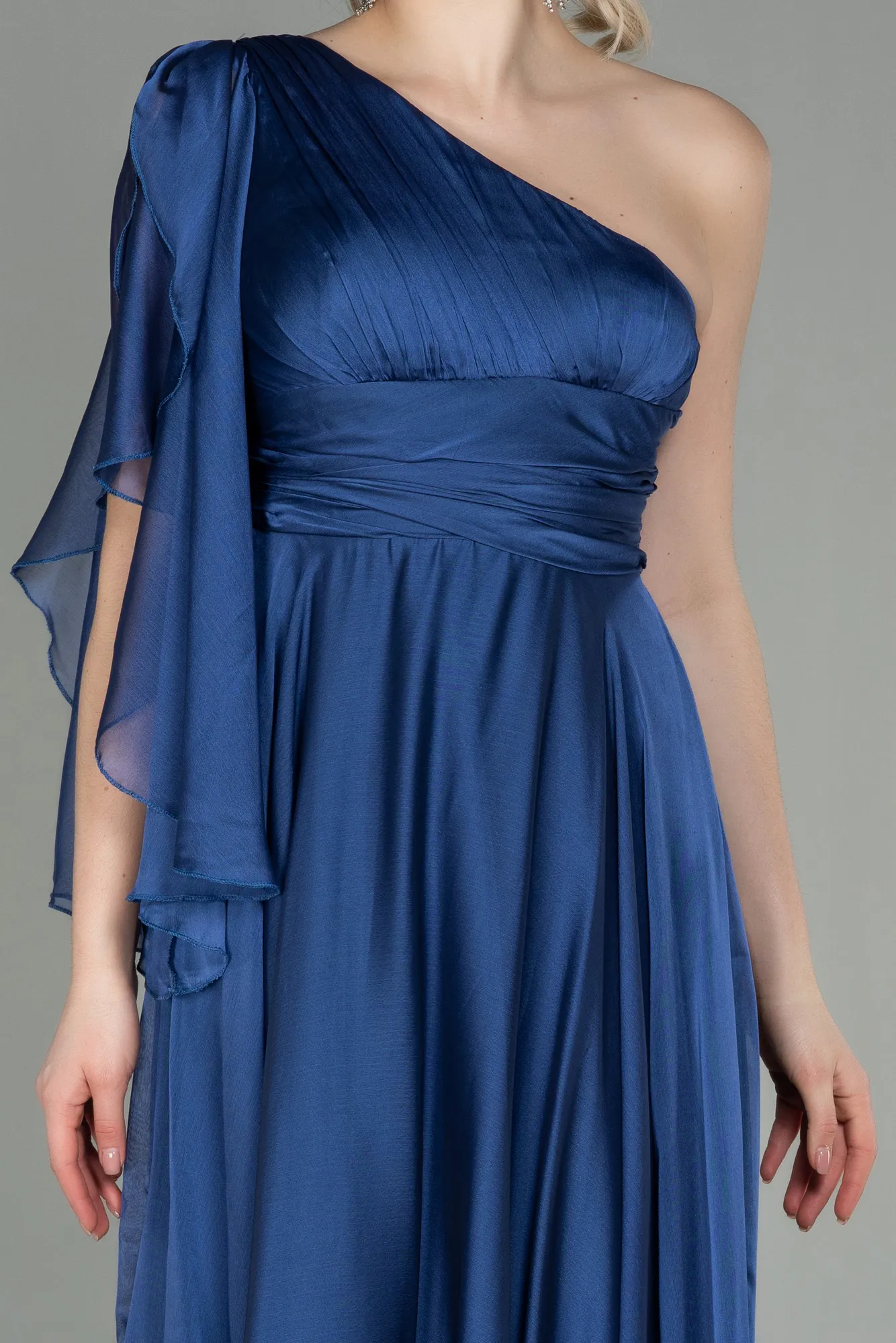 Grey-Indigo-Long Chiffon Evening Dress ABU3449