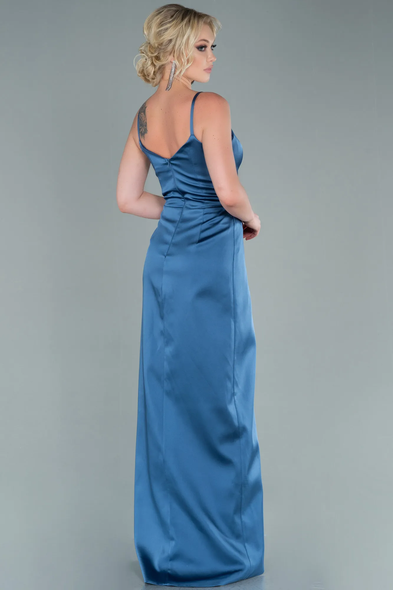 Grey-Indigo-Long Engagement Dress ABU564