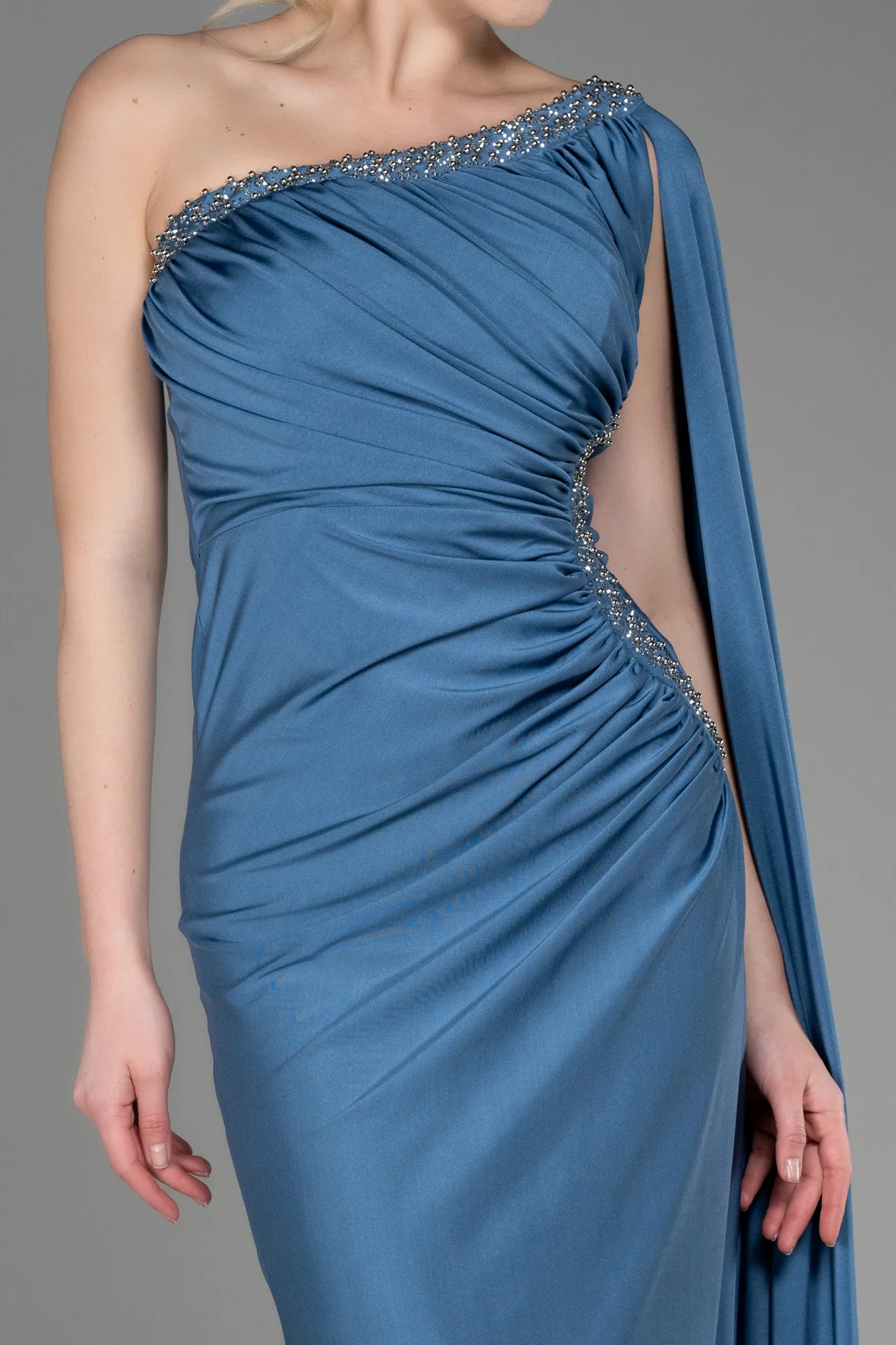Grey-Indigo-Long Evening Dress ABU2663