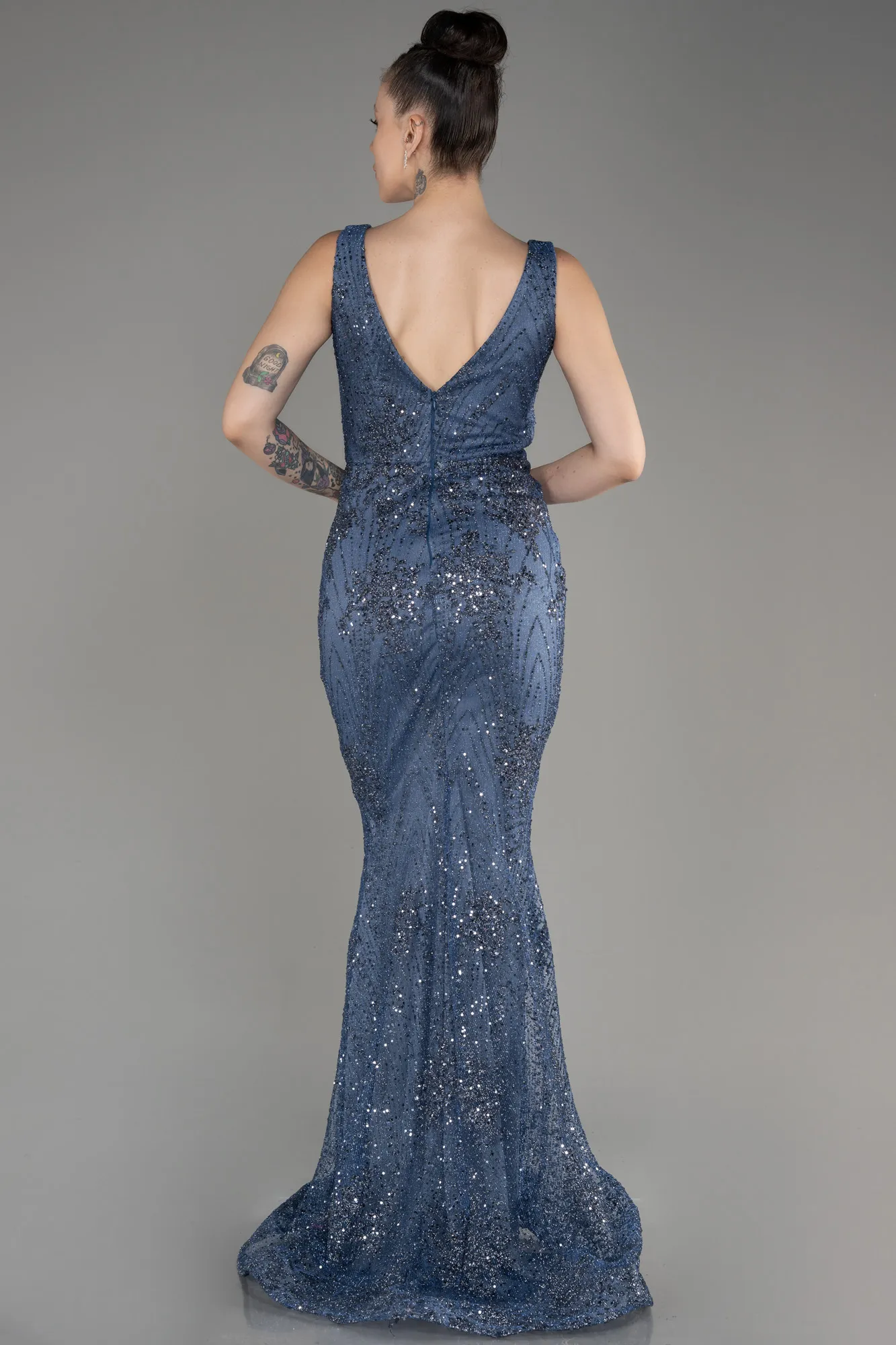 Grey-Indigo-Long Mermaid Prom Dress ABU3178