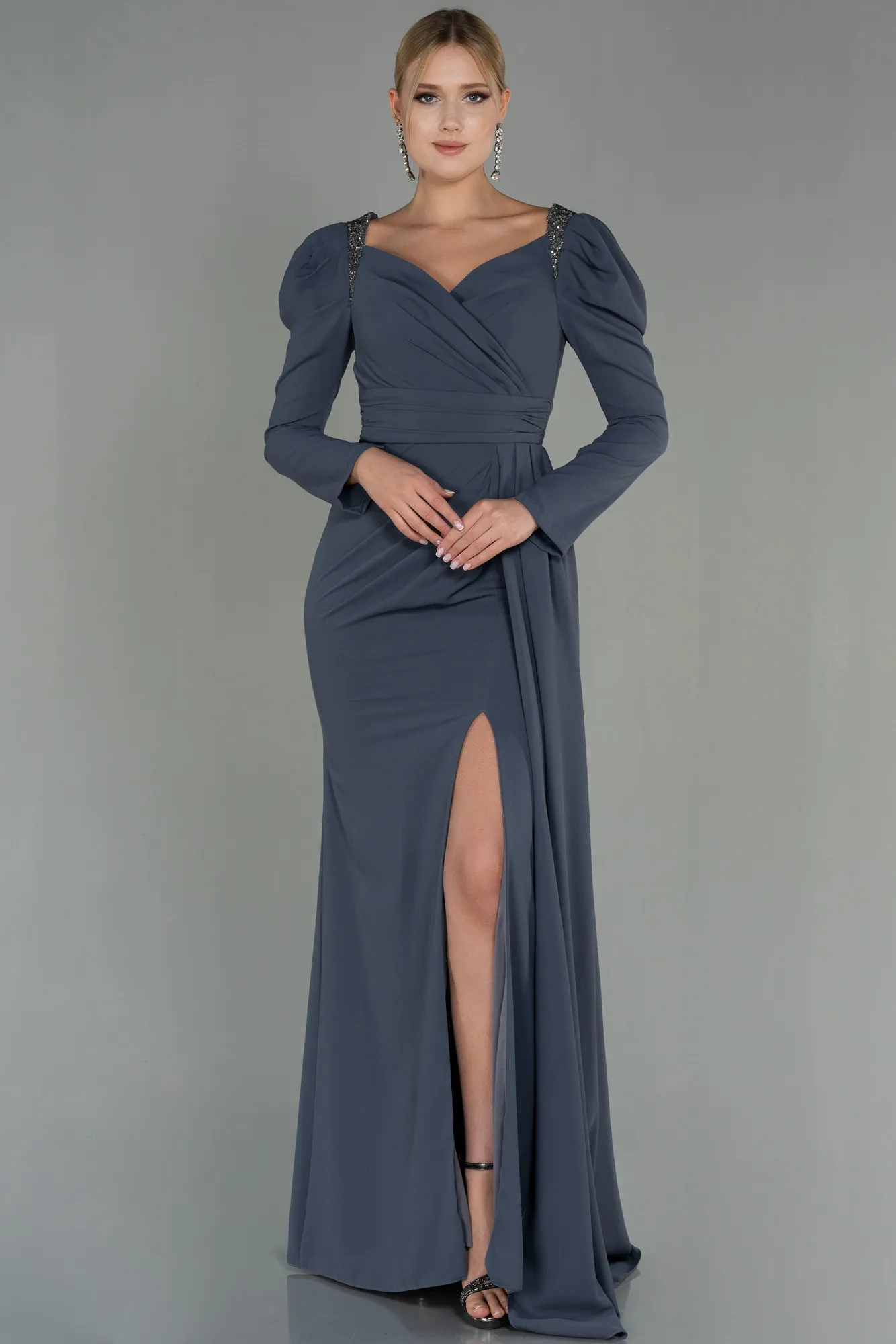 Grey-Long Evening Dress ABU2895