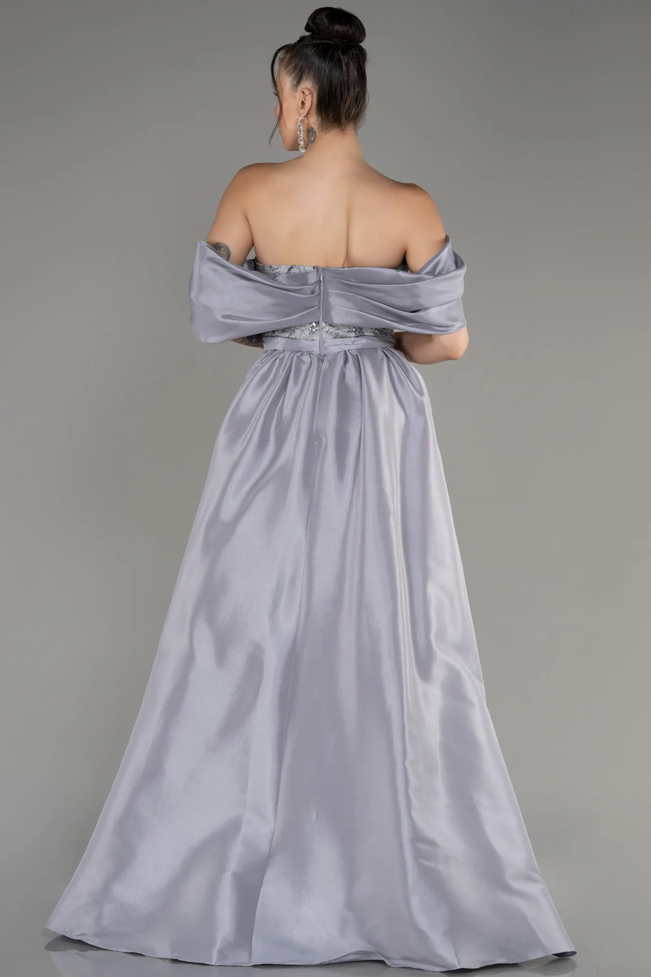 Grey-Long Evening Dress ABU3887