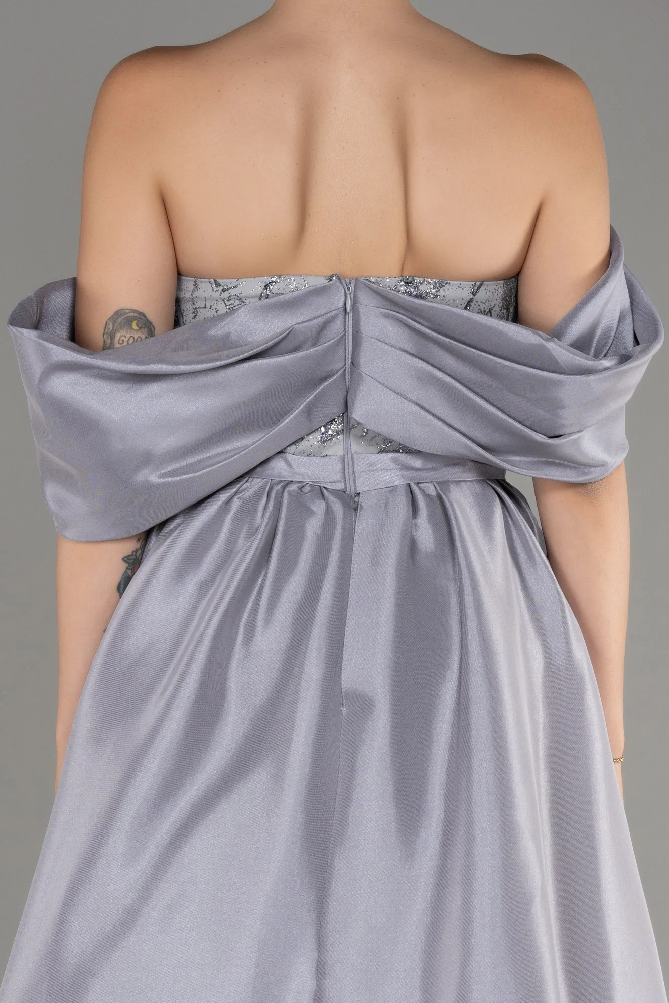 Grey-Long Evening Dress ABU3887