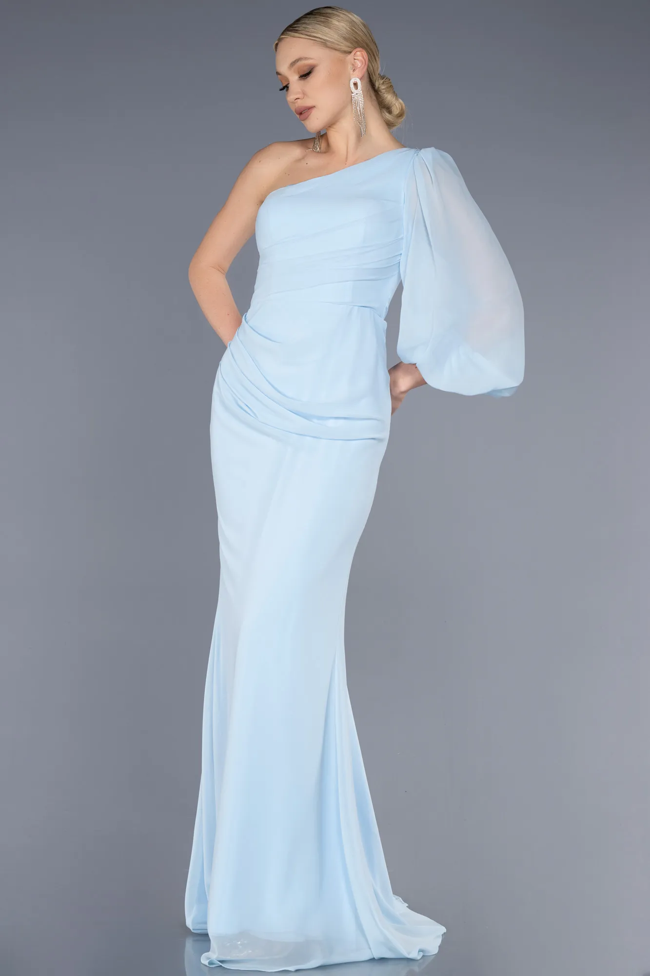 Ice Blue-Long Chiffon Evening Dress ABU3677
