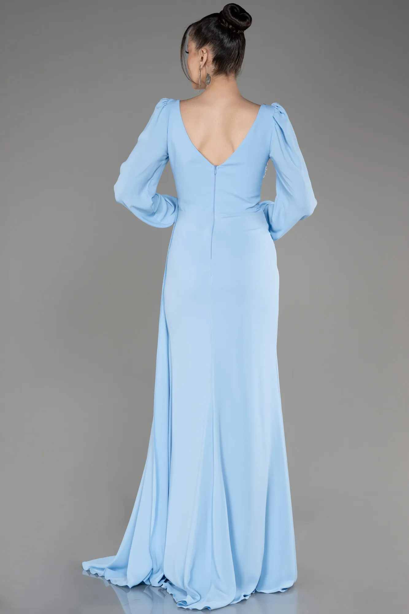 Ice Blue-Long Chiffon Evening Dress ABU3885