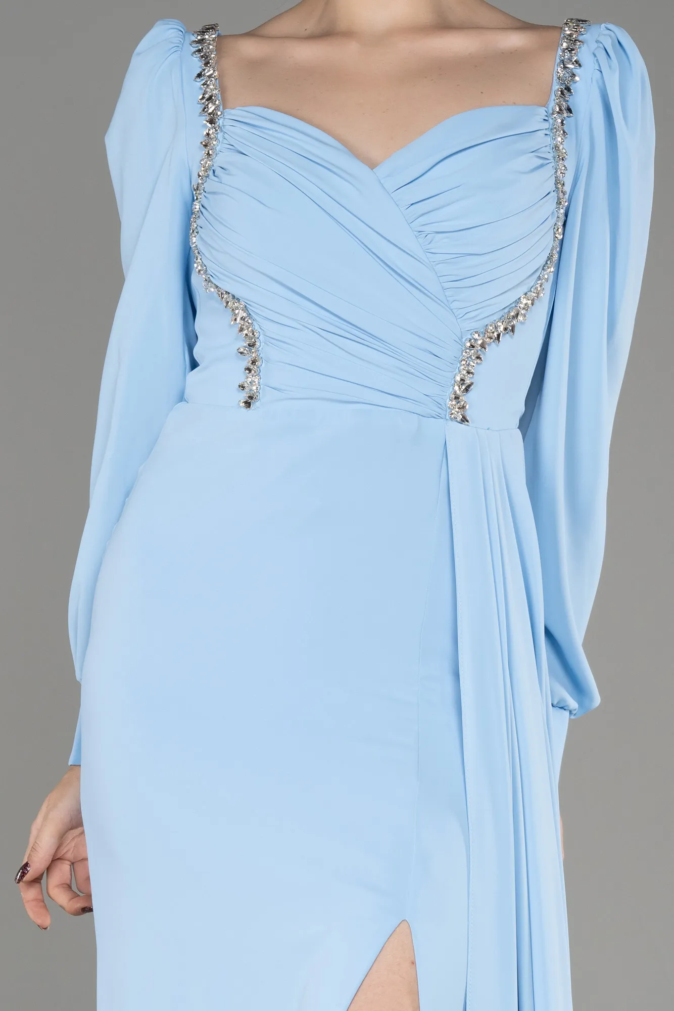 Ice Blue-Long Chiffon Evening Dress ABU3885