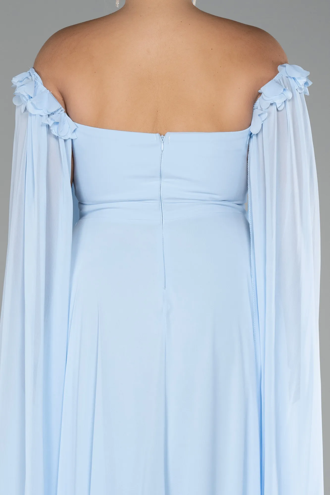 Ice Blue-Long Chiffon Plus Size Evening Dress ABU3464