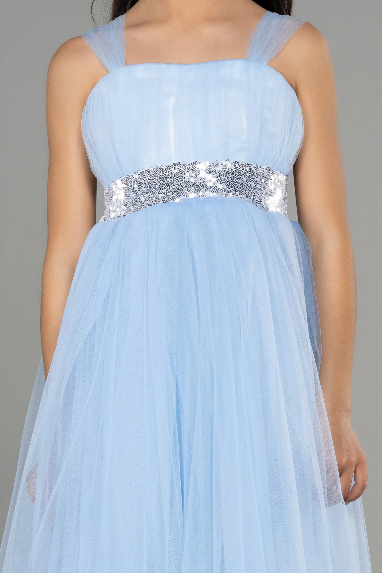 Ice Blue-Long Girl Dress ABU3031