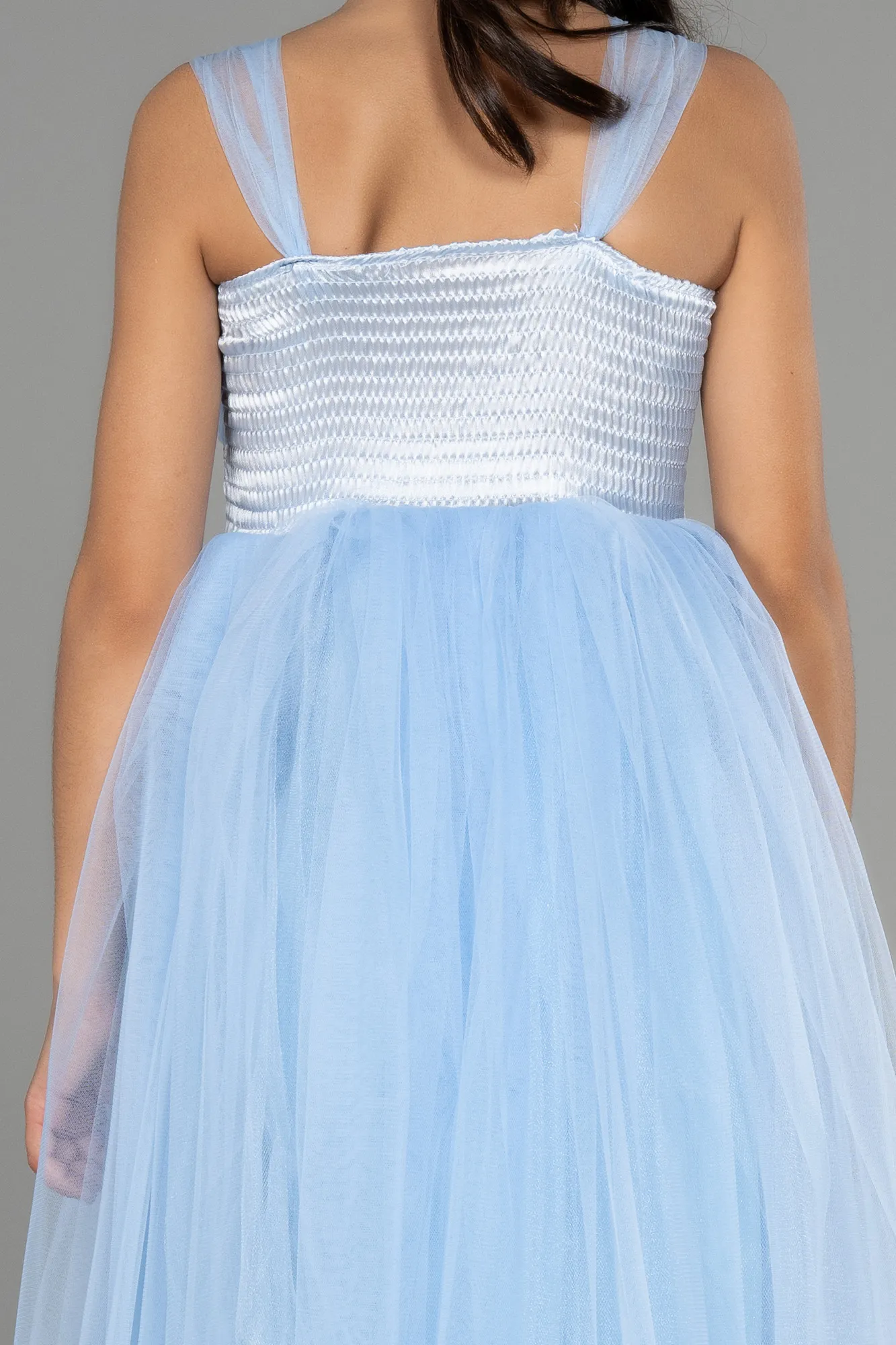 Ice Blue-Long Girl Dress ABU3031