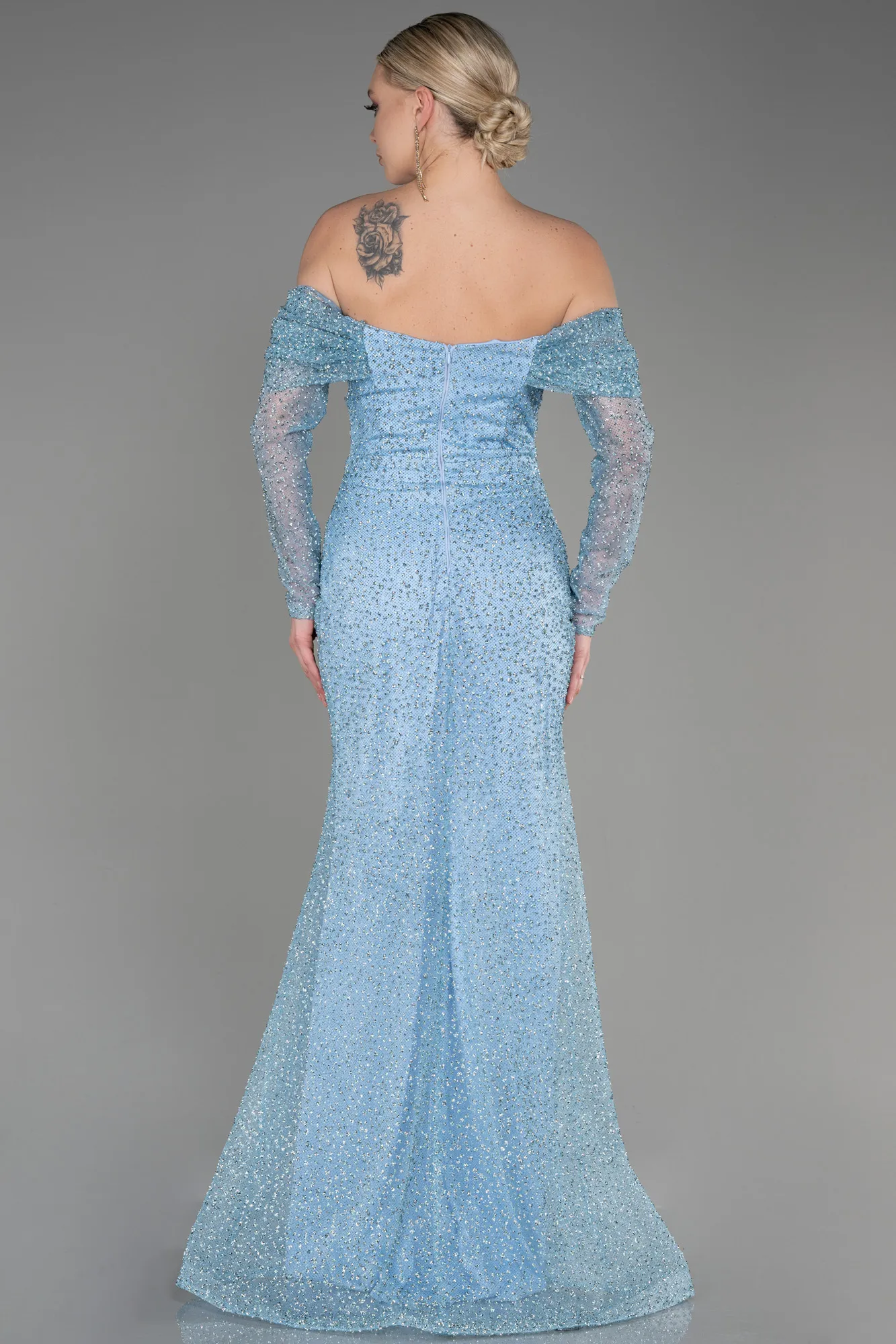 Ice Blue-Long Mermaid Prom Dress ABU3777
