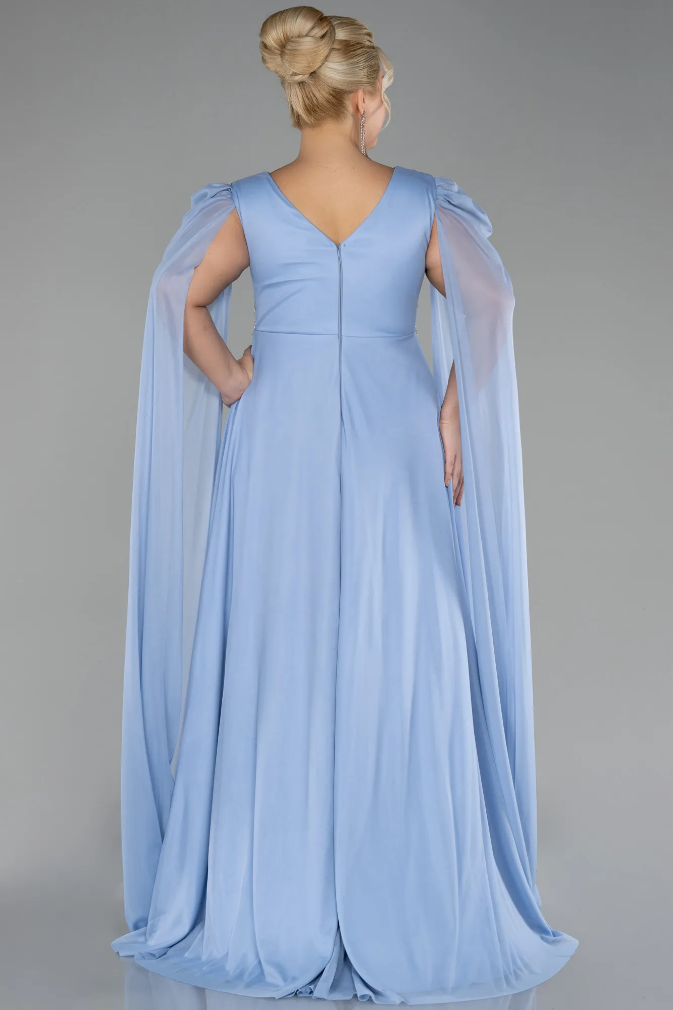 Ice Blue-Long Plus Size Engagement Dress ABU4259