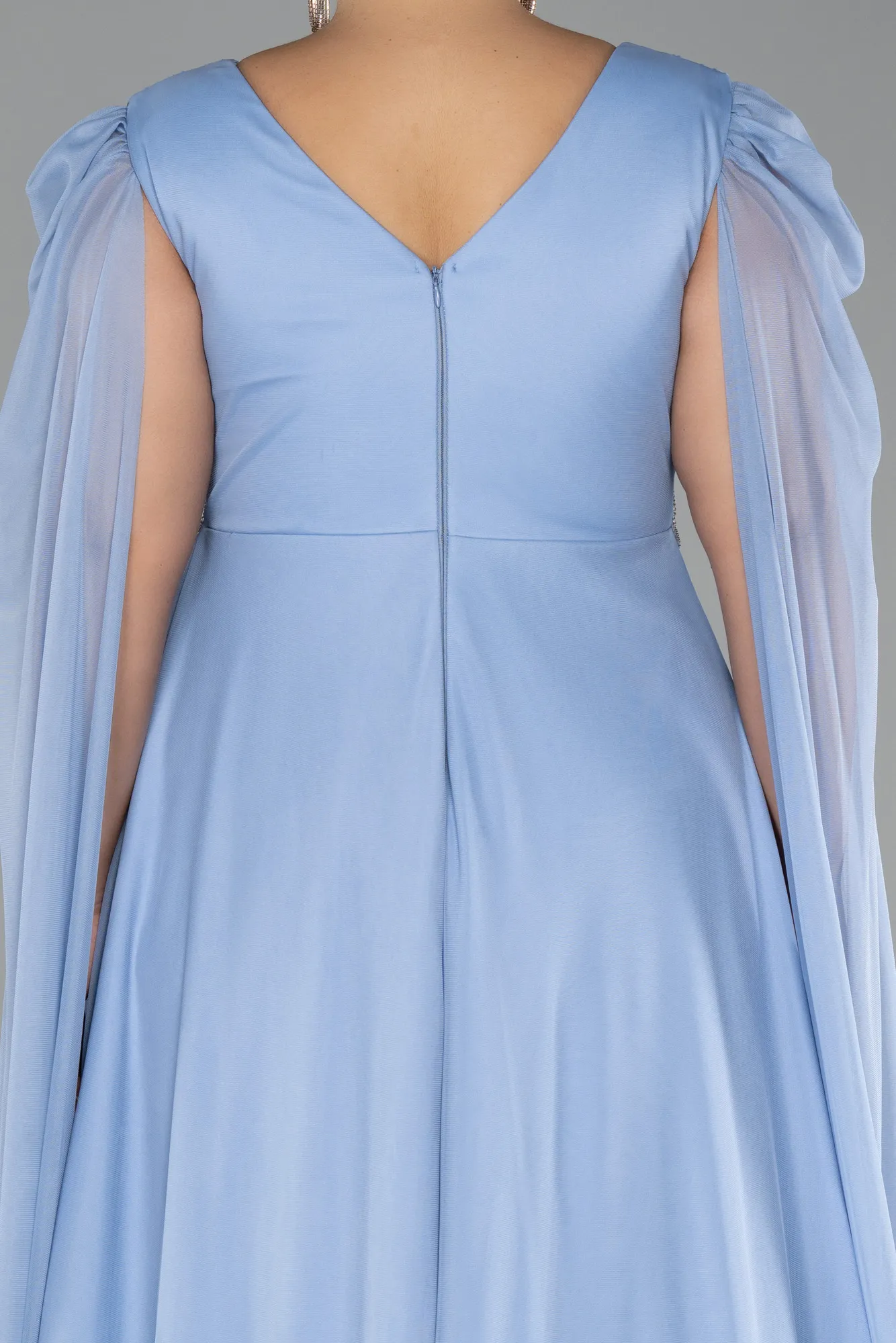 Ice Blue-Long Plus Size Engagement Dress ABU4259